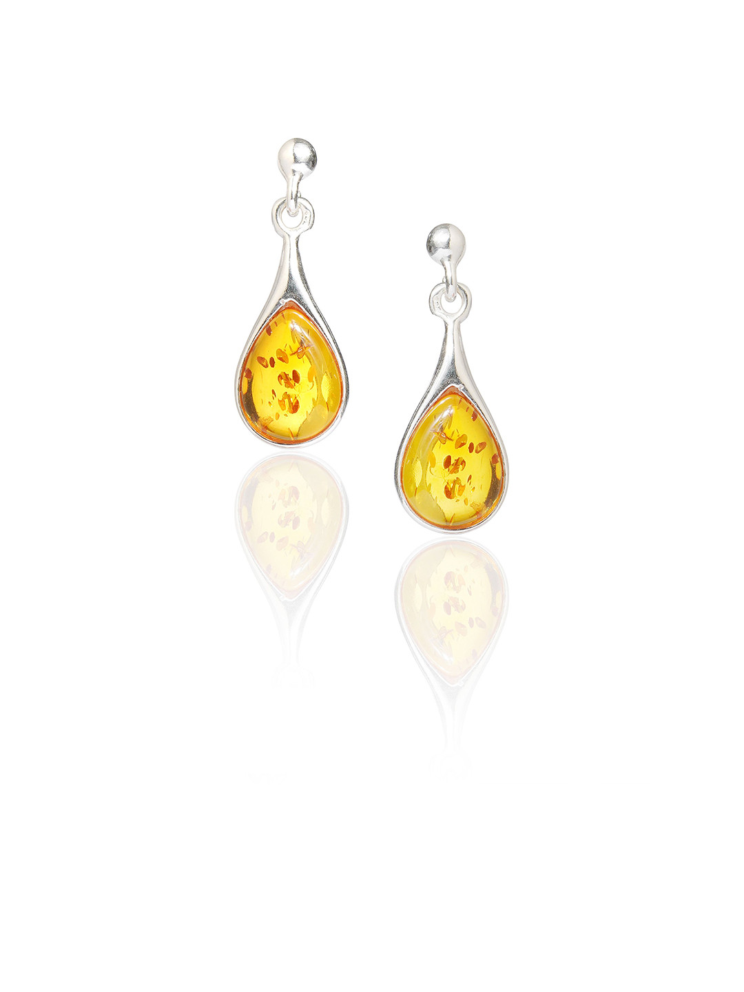 Asteri Shine On Sterling Silver Cognac European Baltic Amber Classic Drop Earrings