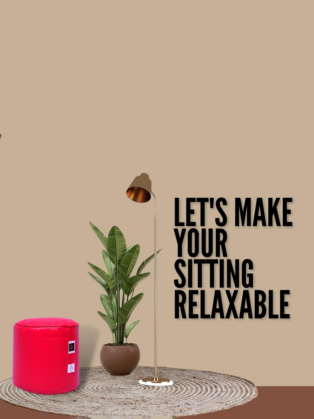 THREADVIBE LIVING Pink Bean Bag Footstool