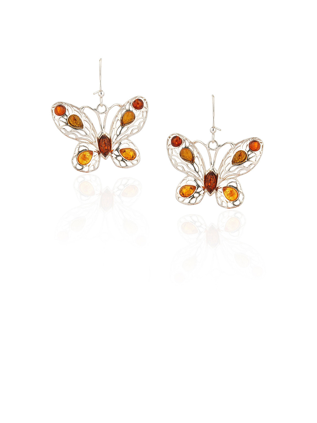 Asteri Shine On Sterling Silver European Baltic Amber Butterfly Earrings
