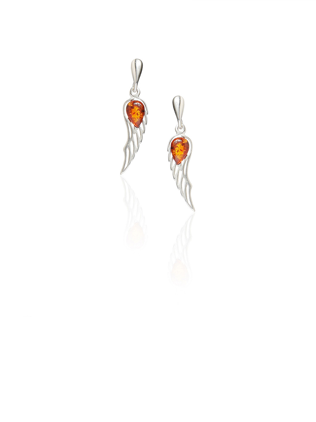 Asteri Shine On Sterling Silver Cognac European Baltic Amber Angel Wings Earrings