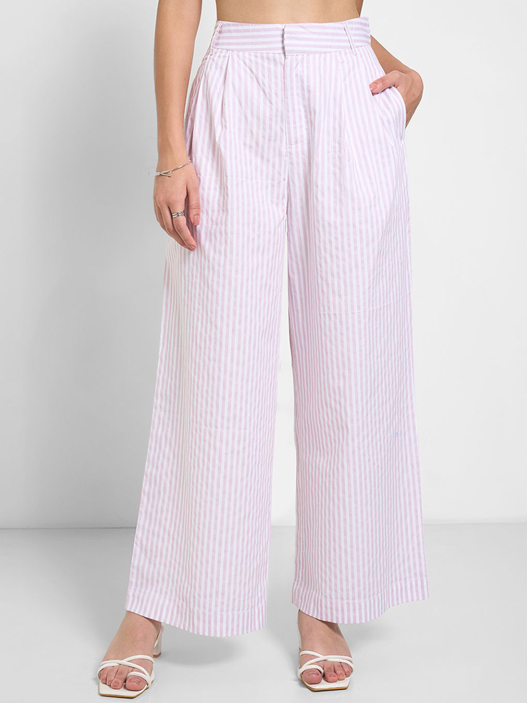 Honey by Pantaloons Women Striped Pure Cotton Trousers