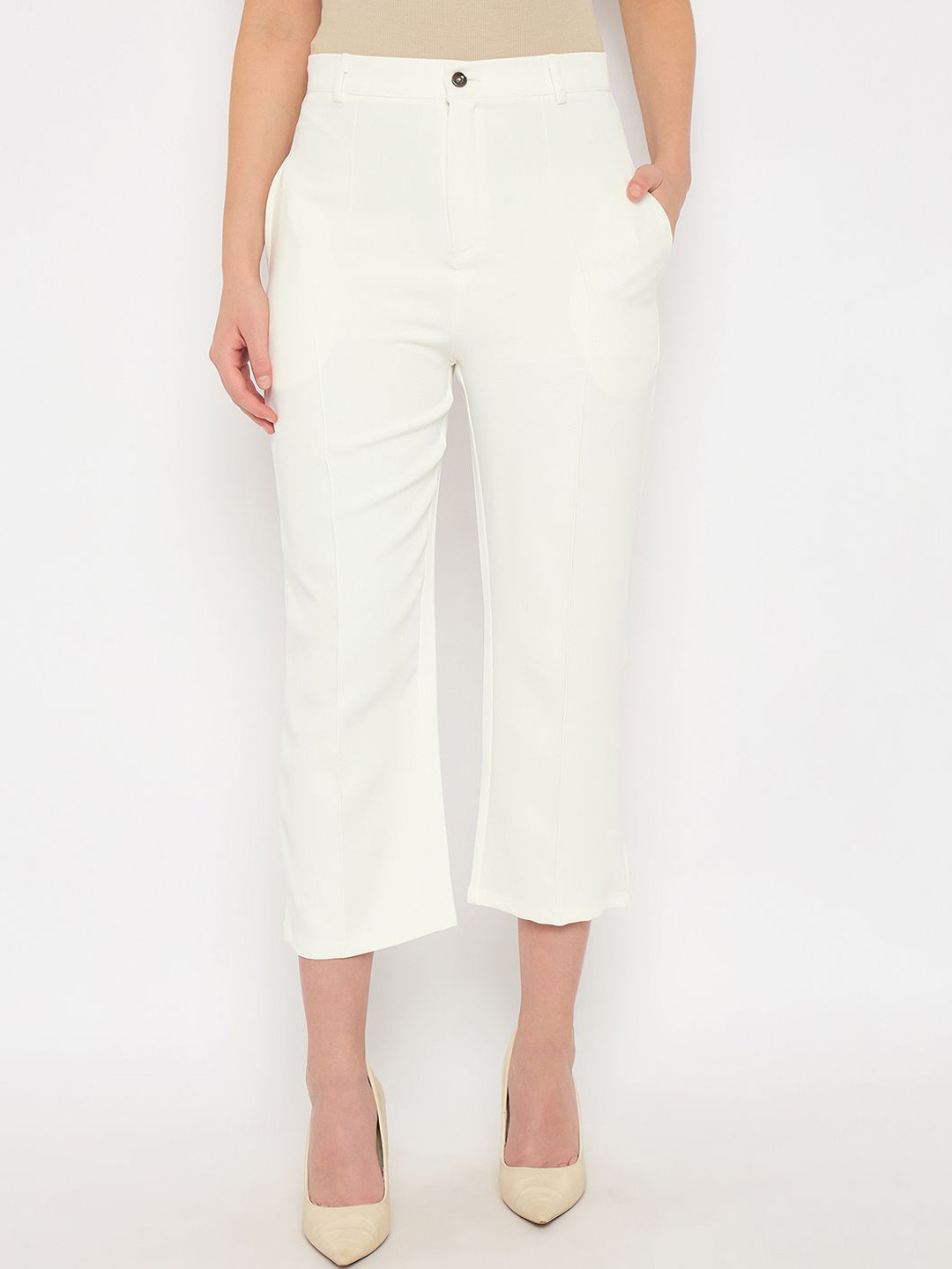 Camey Women Relaxed Straight Fit High-Rise Cigarette Trousers
