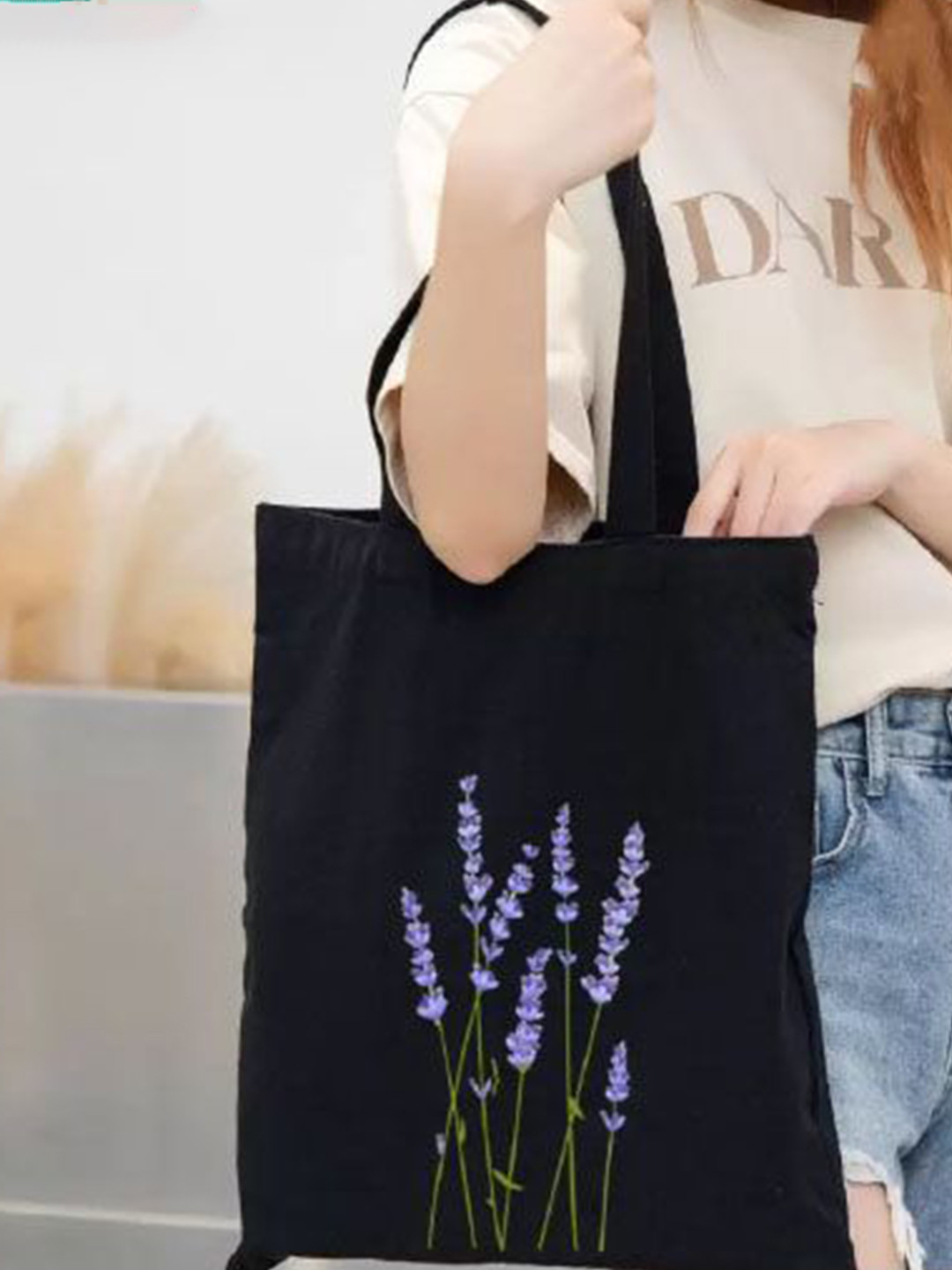 the sack co Printed Oversized Shopper Tote Bag with Fringed