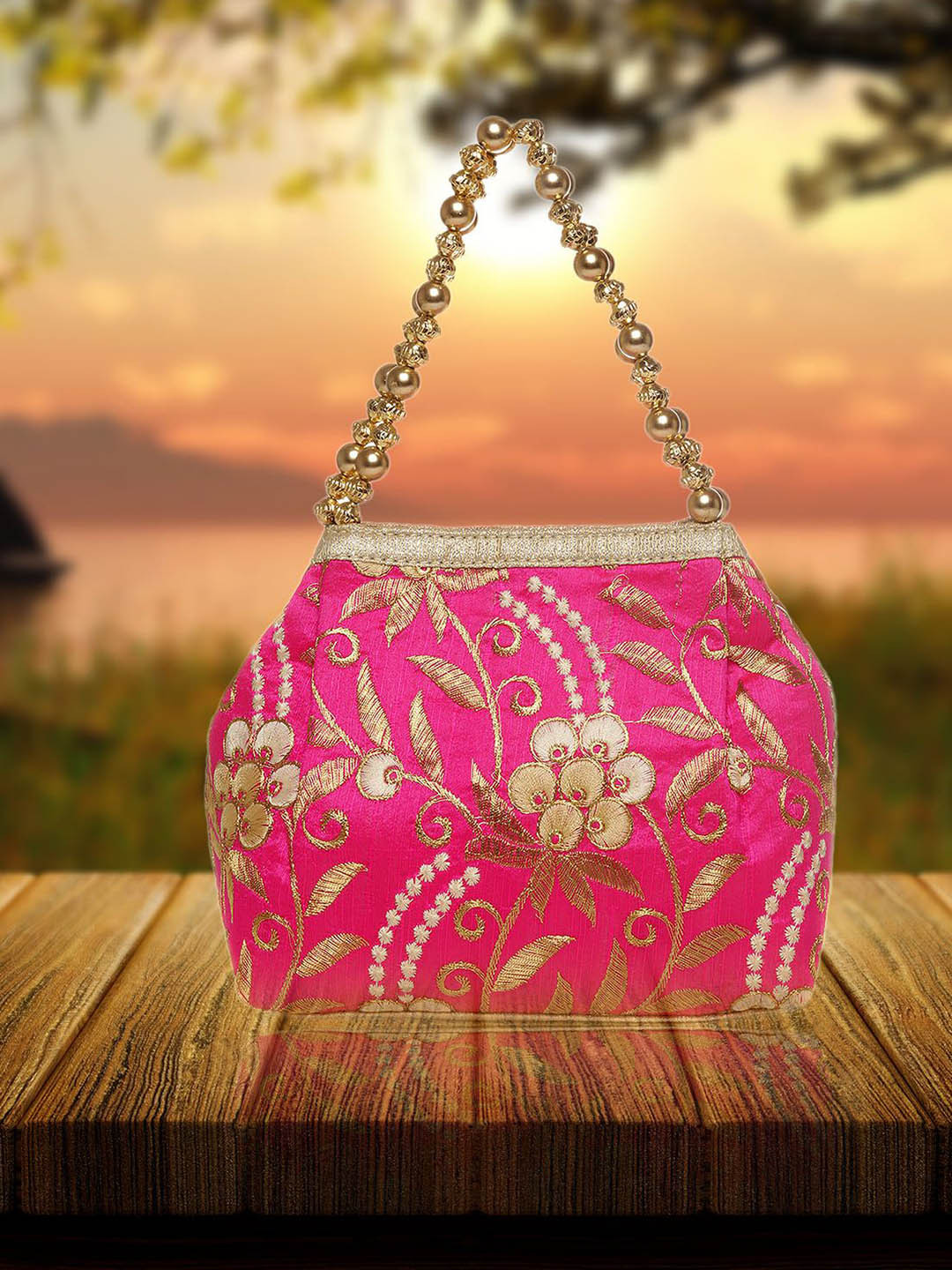 Wenz Embroidered Fabric Potli Clutch