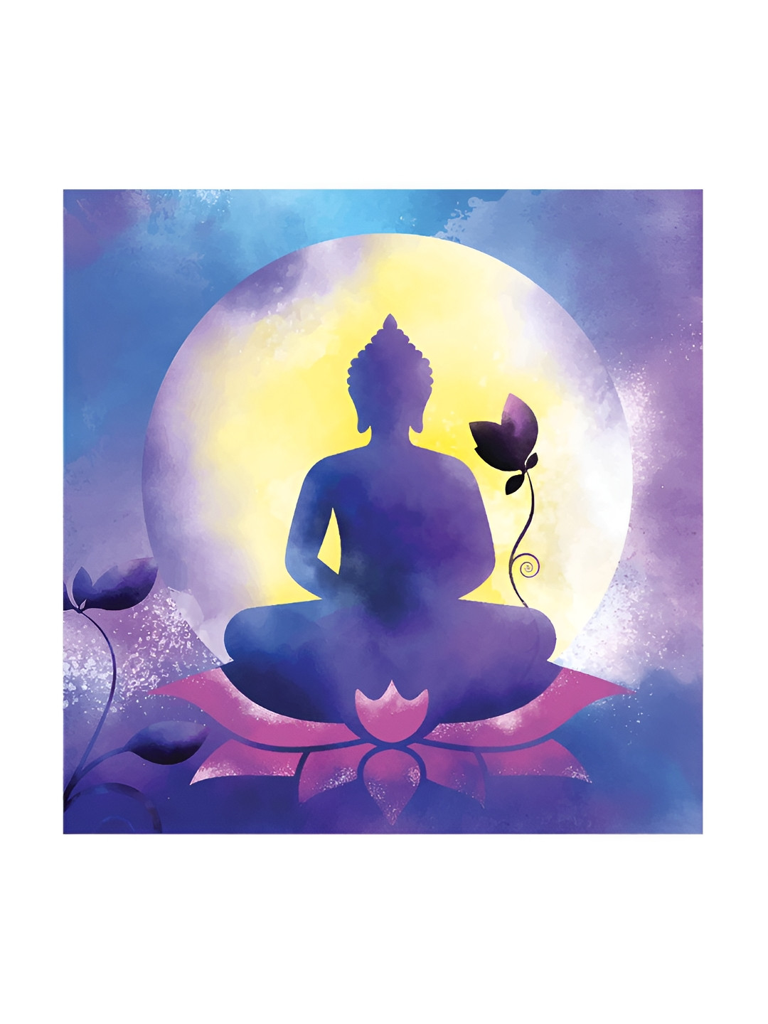 RANDOM Purple & Pink Zen Buddha Lotus Moonlight Religious Canvas Wall Art