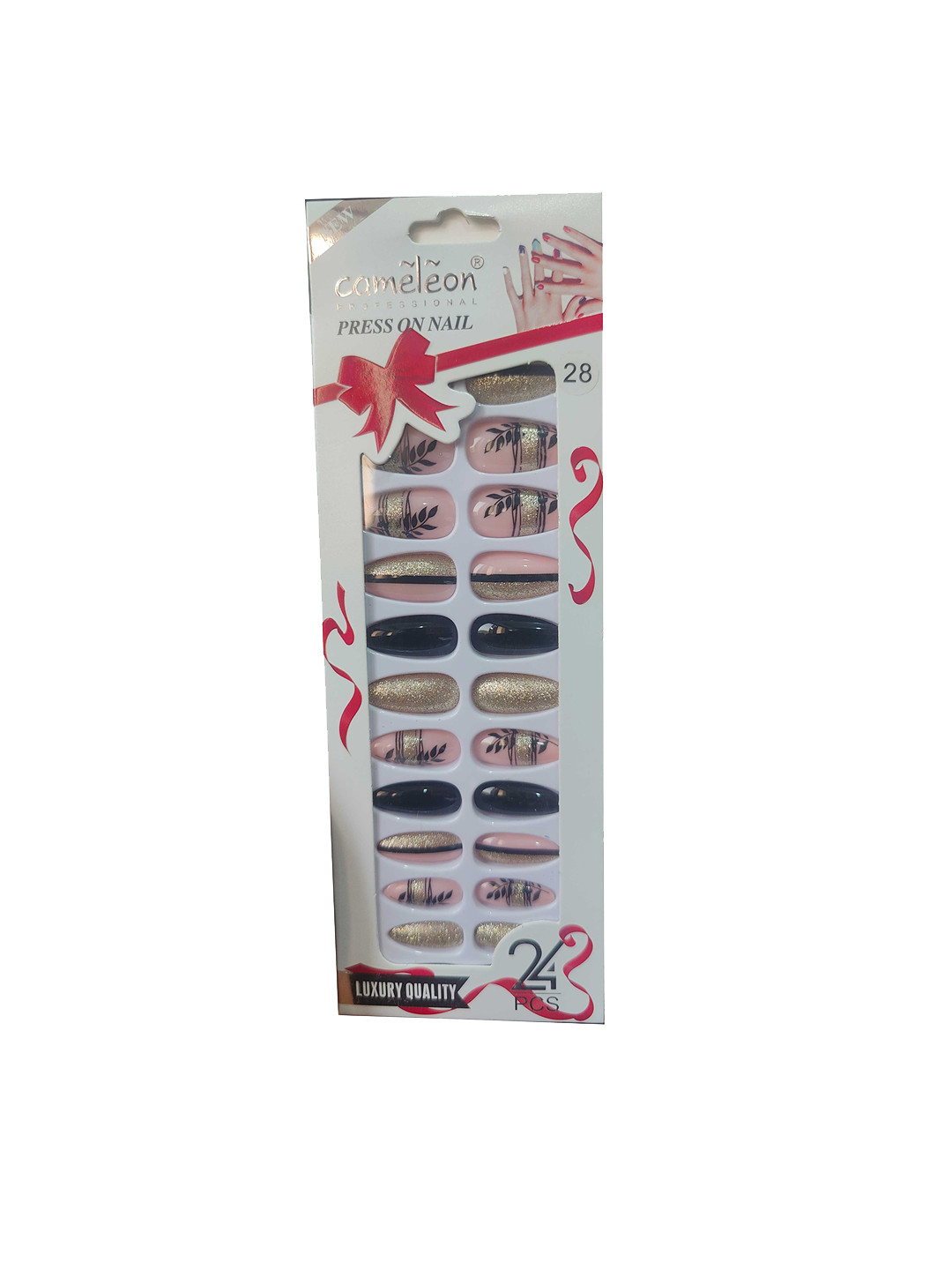 Cameleon Press On Nails With Filer & Glue  - Tab 28 - 24 Pieces