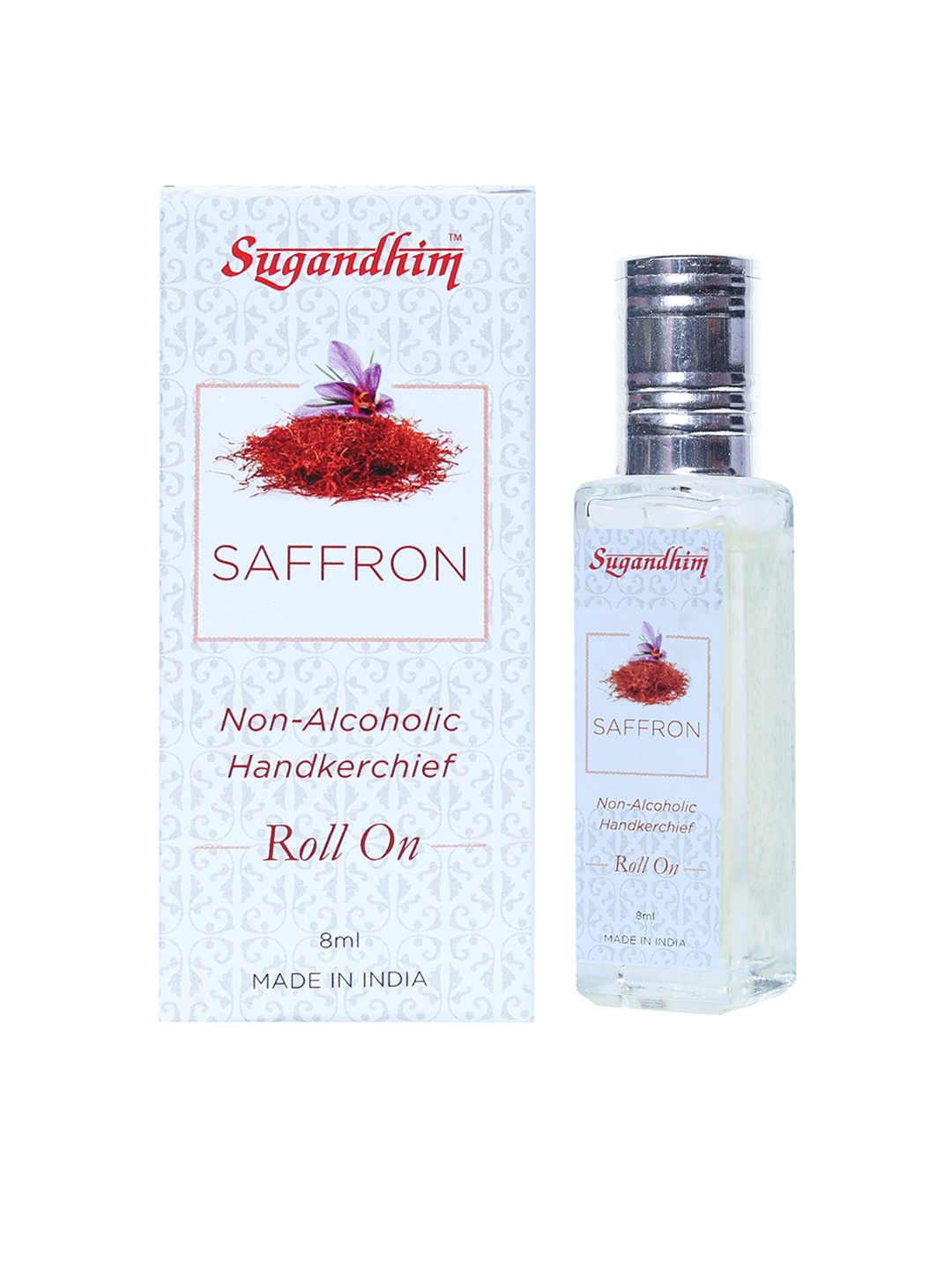 Sugandhim Saffron Roll-On Perfume Non-Alcoholic Pocket-Friendly Natural Aroma - 8ml