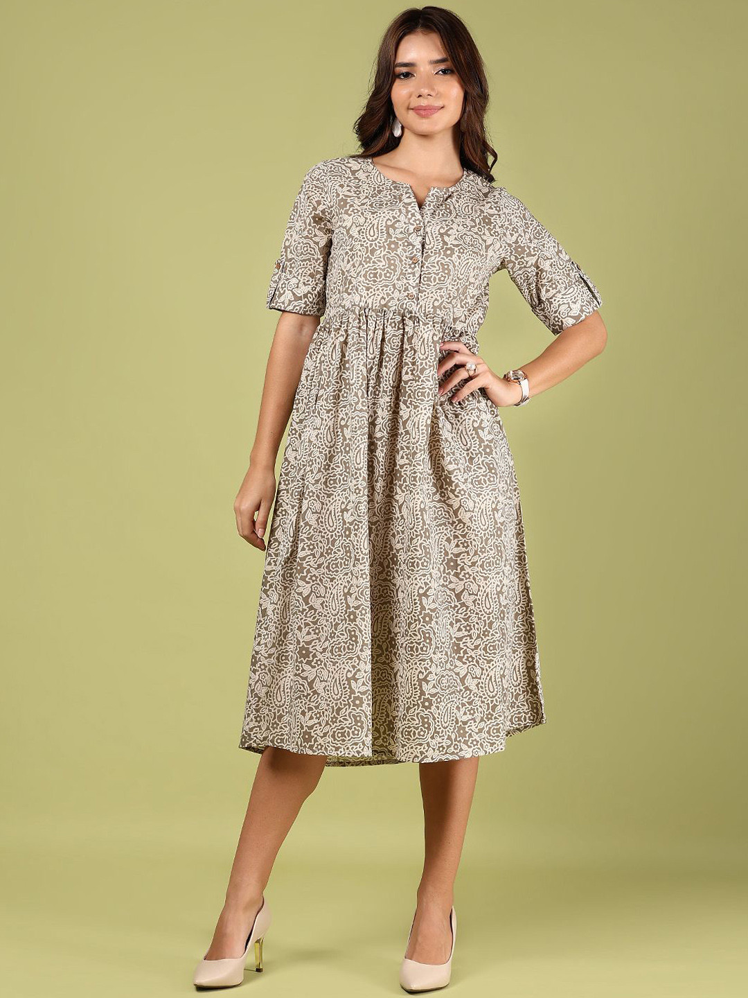 V-Mart Women Ethnic  Printed Cotton Dress