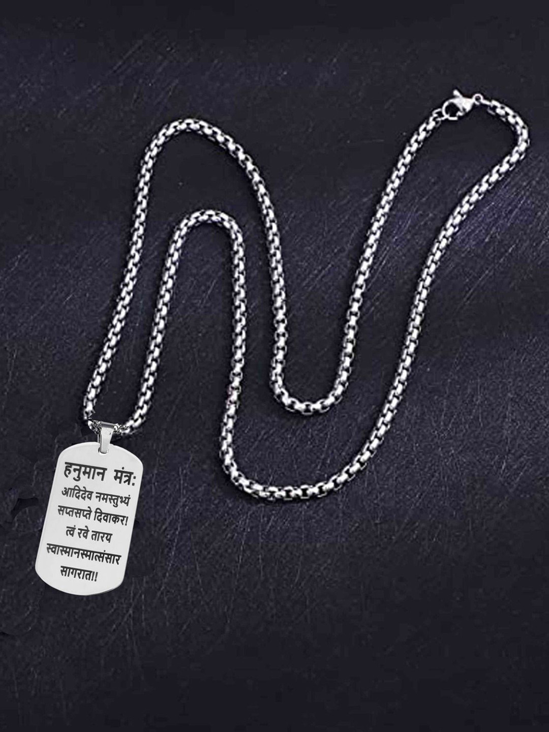 M Men Style Stainless Steel Silver-Plated Om Ham Hanumate Contemporary Pendants With Chain