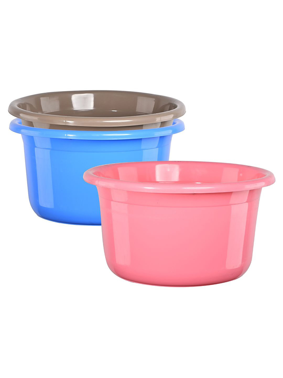 Kuber Industries Pink & Blue 3 Pieces Light Weight Bath Tubs