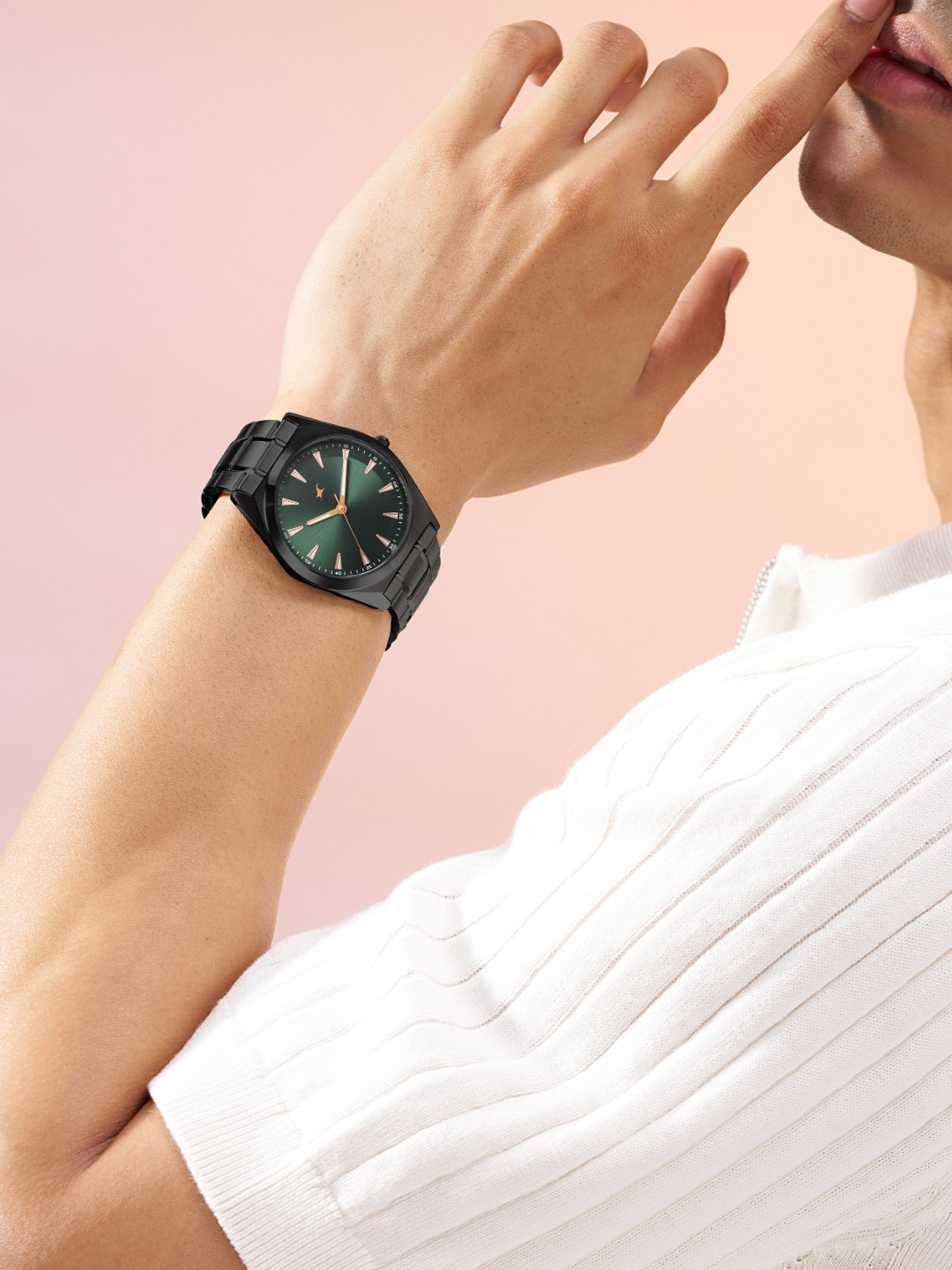 Fastrack Brass Dial & Stainless Steel Bracelet Straps Quartz Movement Analogue Watch