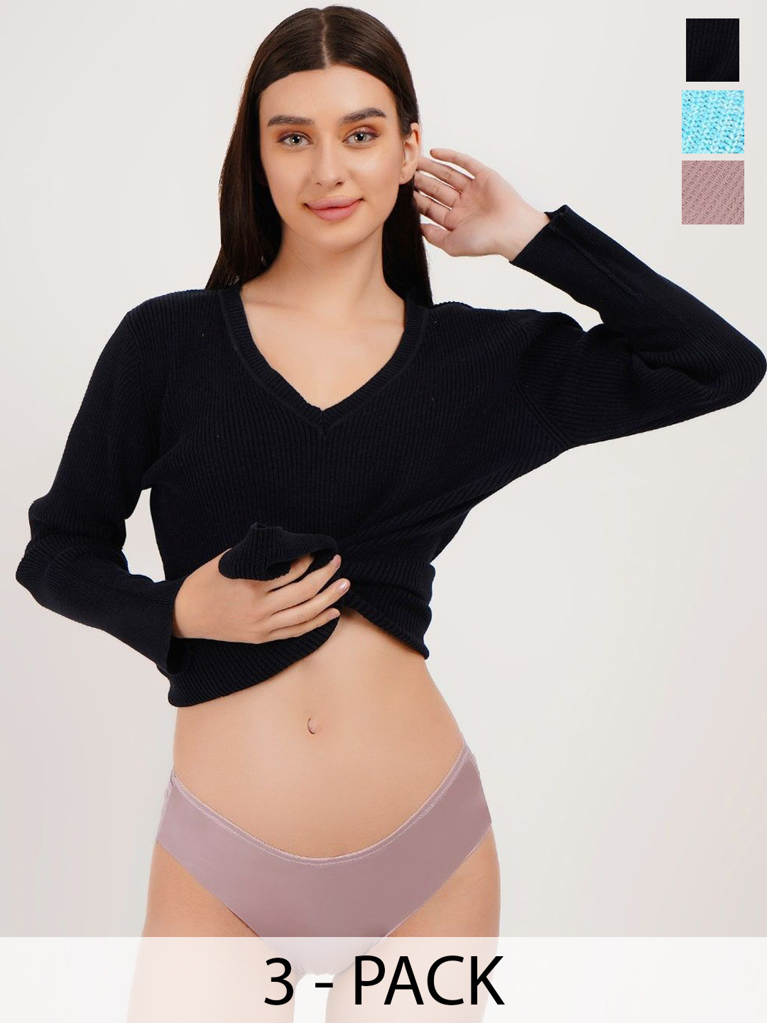 CURWISH Pack Of 3 Lace Mid-Rise Hipster Briefs P3S-04