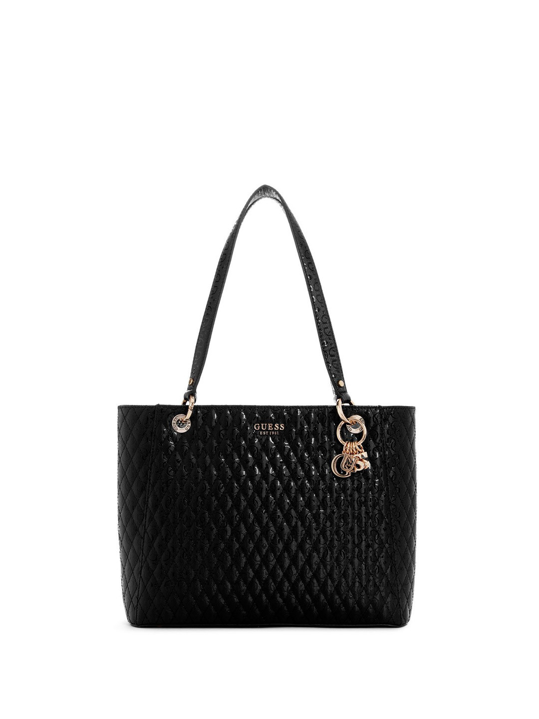 GUESS Noel Quilted Medium Structured Tote Bag