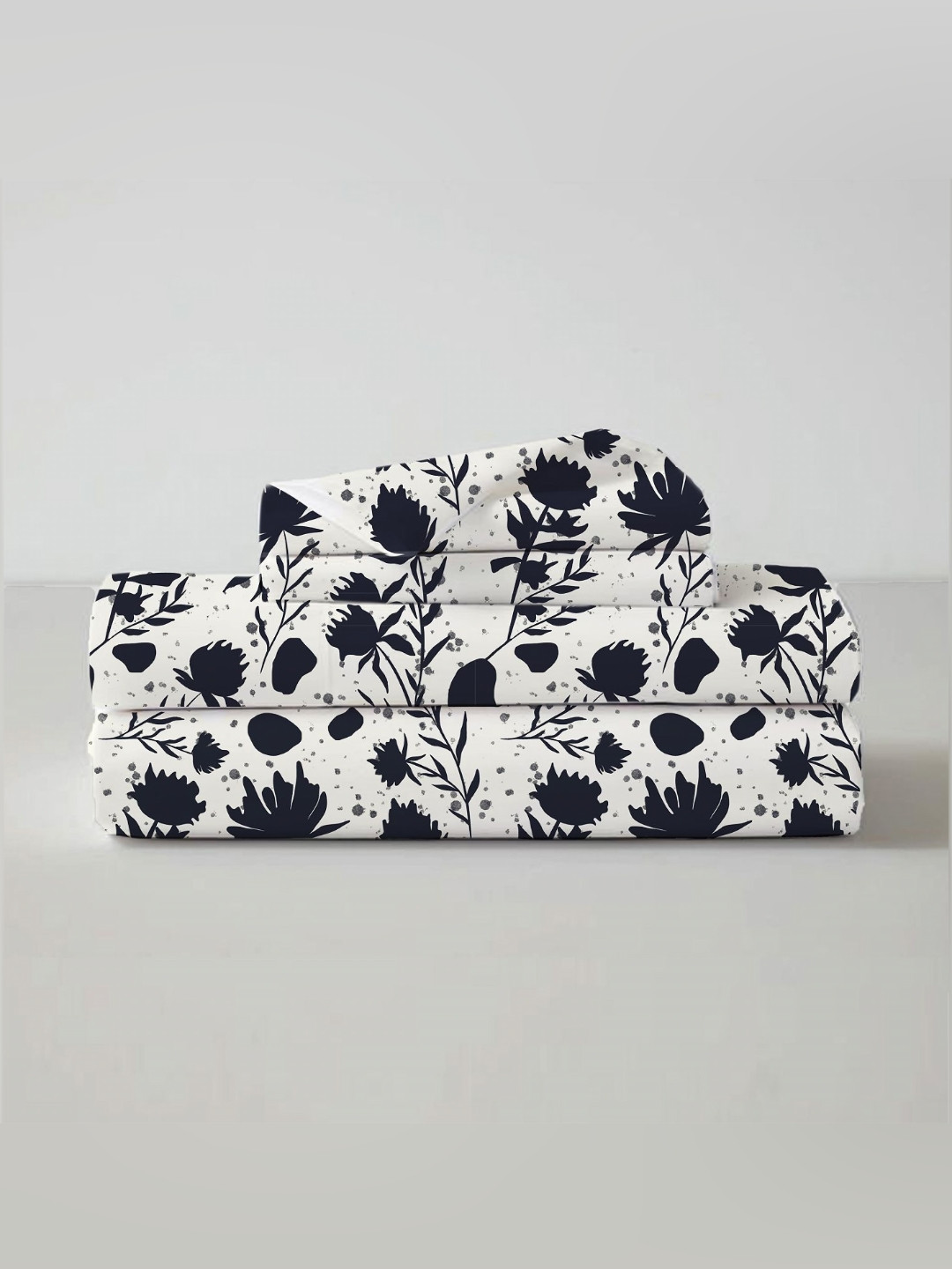 Sleepsia Lounge Midnight Blooms Cream Floral Pure Cotton Breathable 180 TC King Fine Bedsheet with 2 Pillow Covers-108 x 108 inches