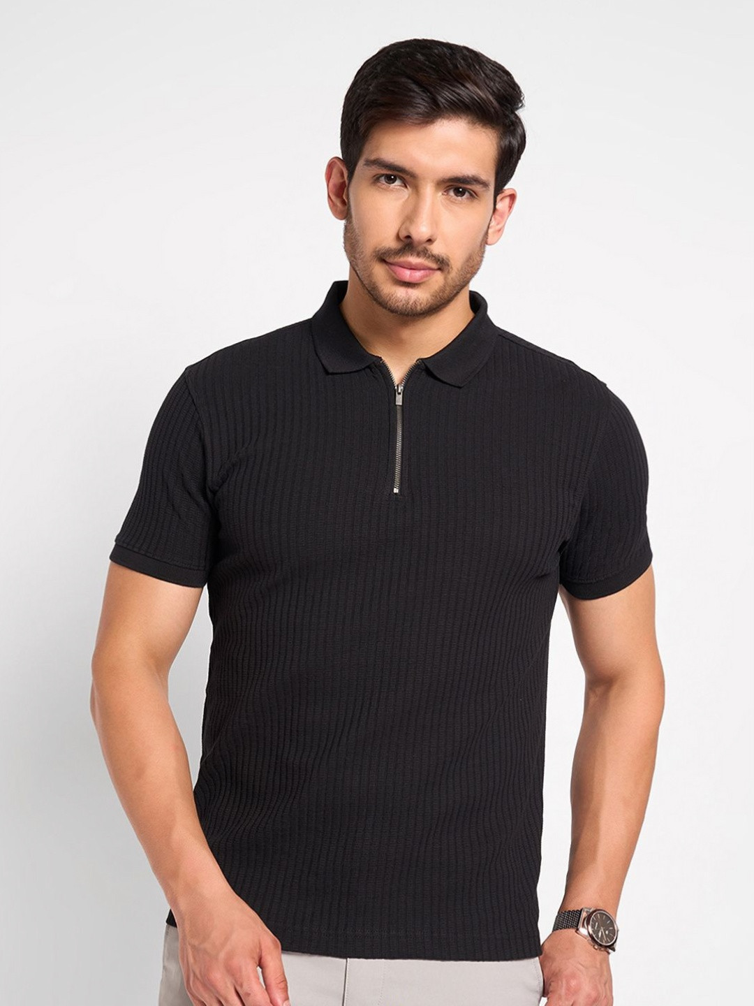 Peregrine by Pantaloons Men Polo Collar Pockets Slim Fit T-shirt