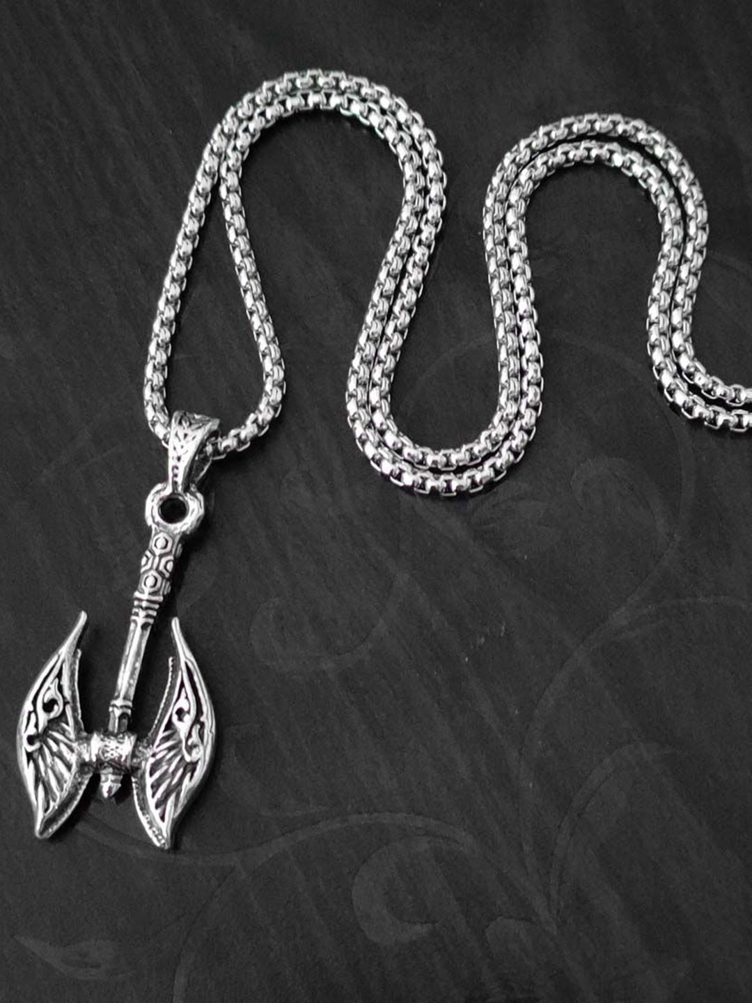 M Men Style Silver-Plated Gothic Vintage Double Pendant With Chain