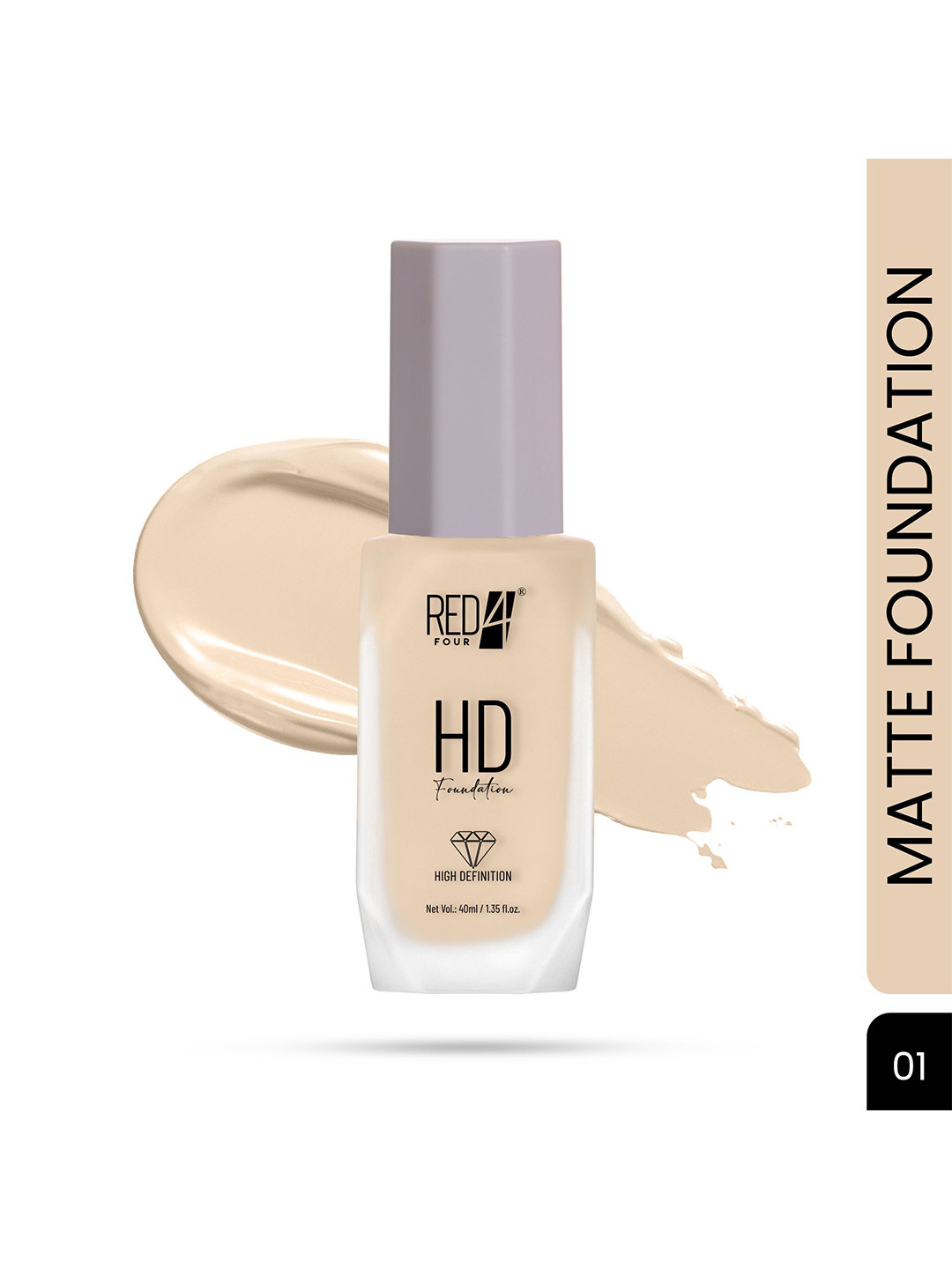 RED 4 HD High Definition Full Coverage Matte Finish Foundation - 40 ml - Shade 01