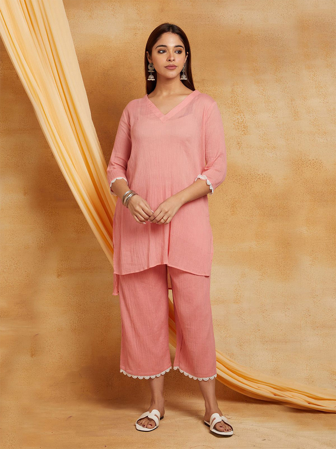 CYAN V-Neck Cotton Straight Kurta