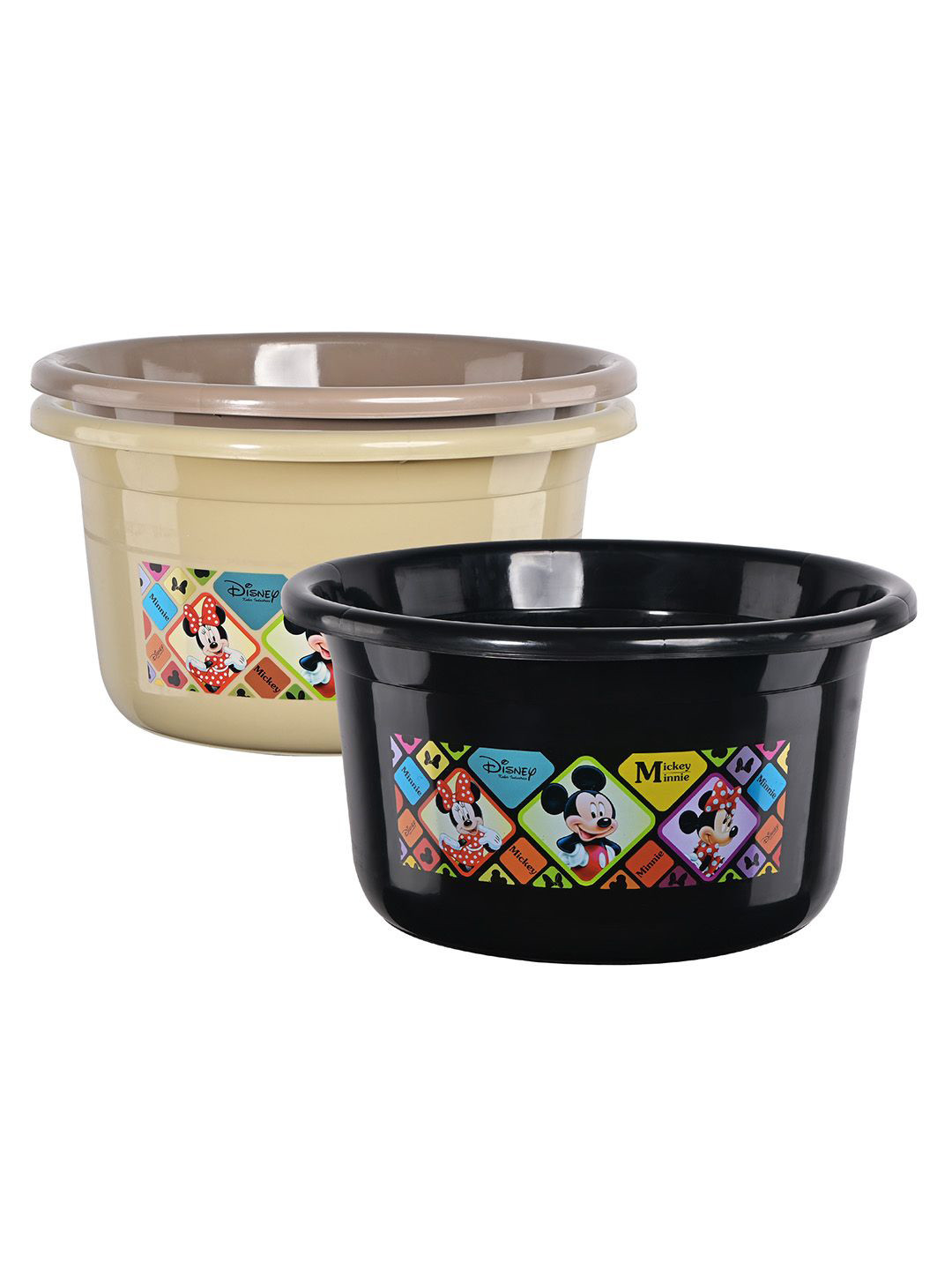 Kuber Industries Black & Beige 3 Pieces Bath Tubs 25 L Each