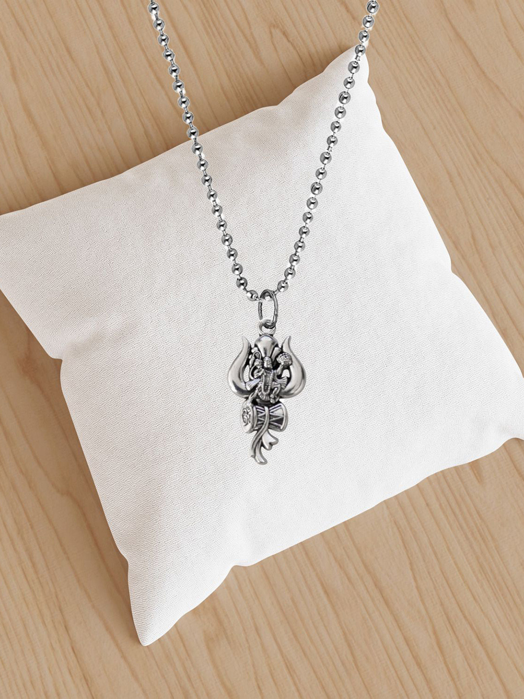 M Men Style Stainless Steel Silver-Plated Religious Om Ohm Yoga Hindu Pendants