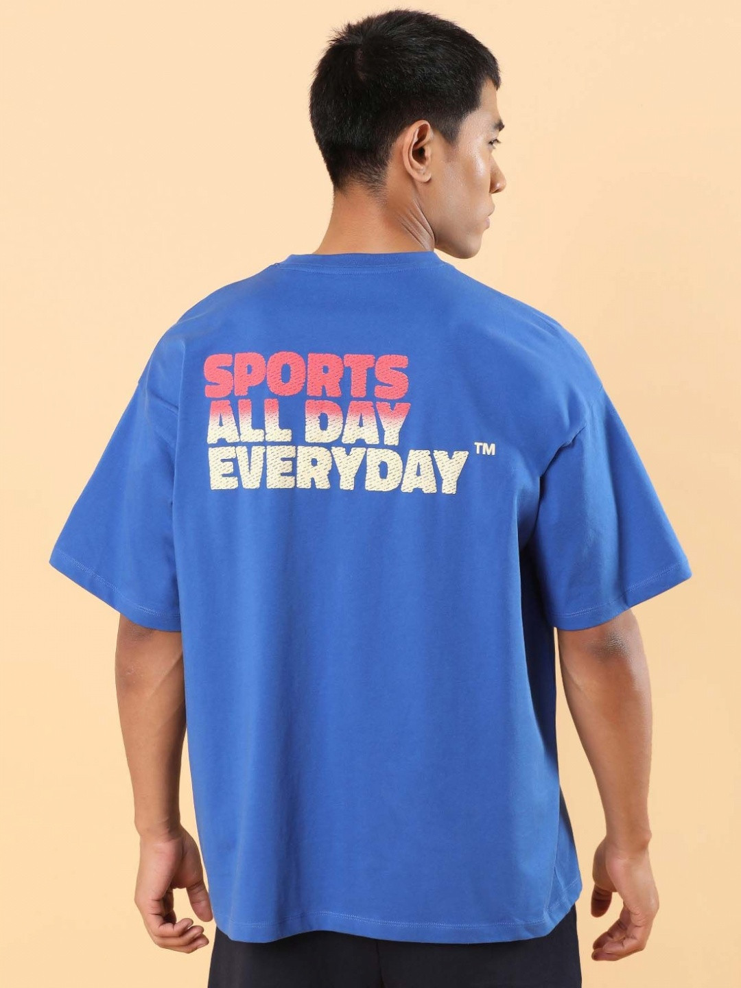 CULT Men Blue Club Anthem Oversized fit T-shirt