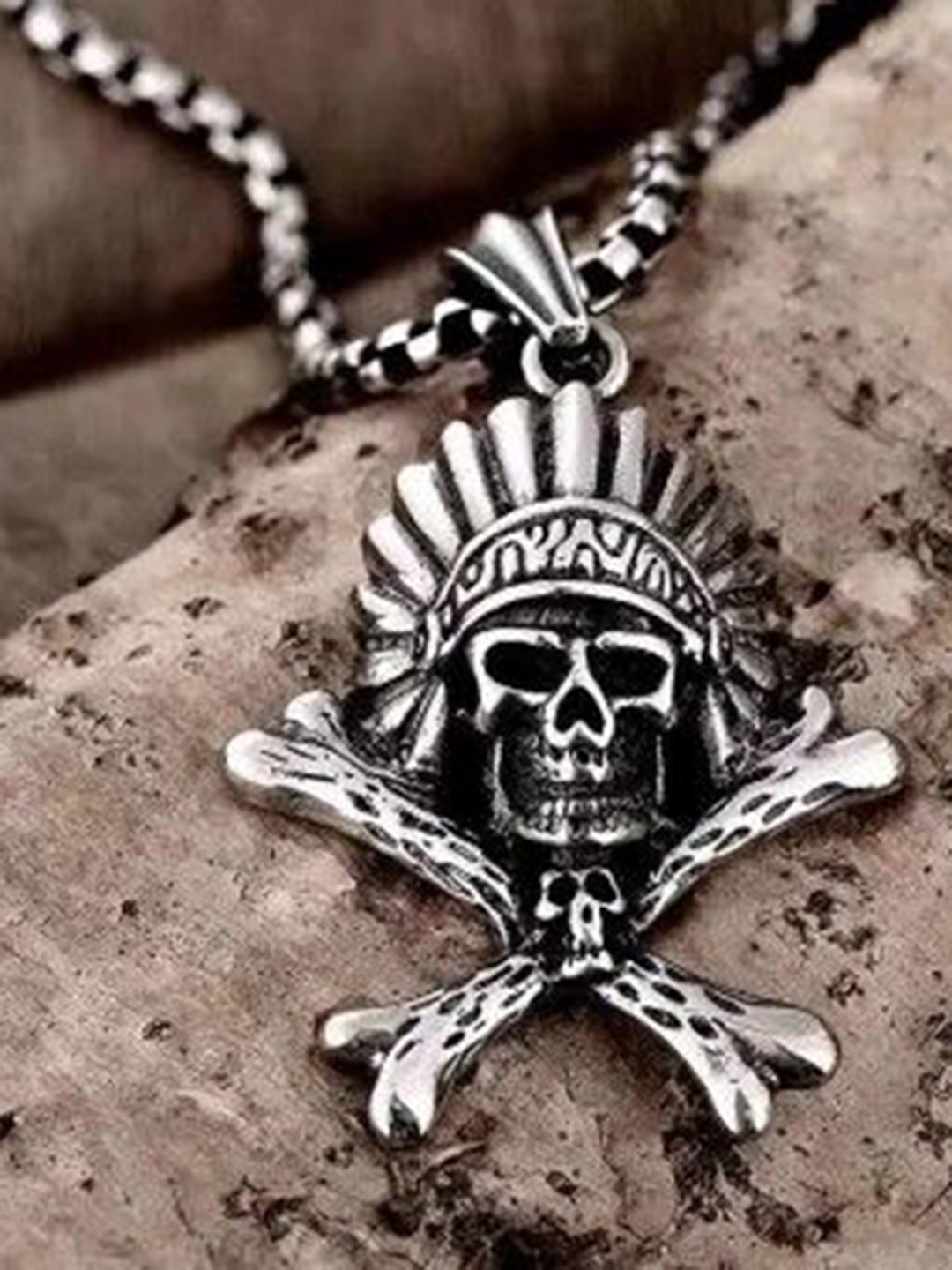 M Men Style Silver-Plated Biker Gothic Love Me To Death Skull Pendants With Chains
