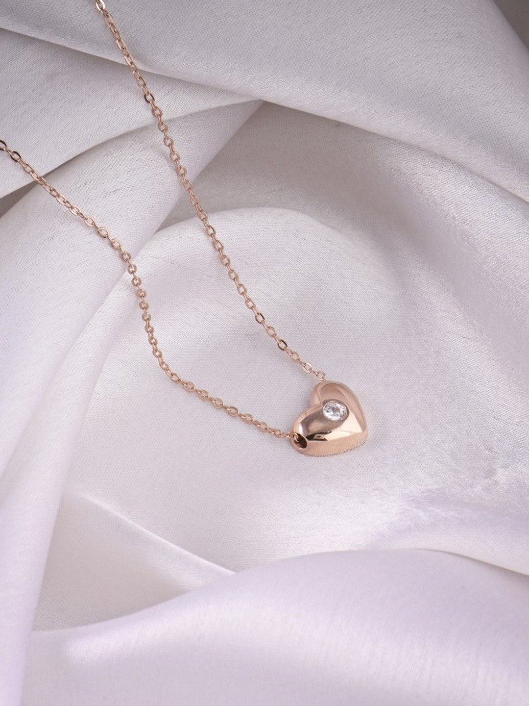 RACHIVA 925 Sterling Silver Chic Love Rose Gold Pendant with Link Chain