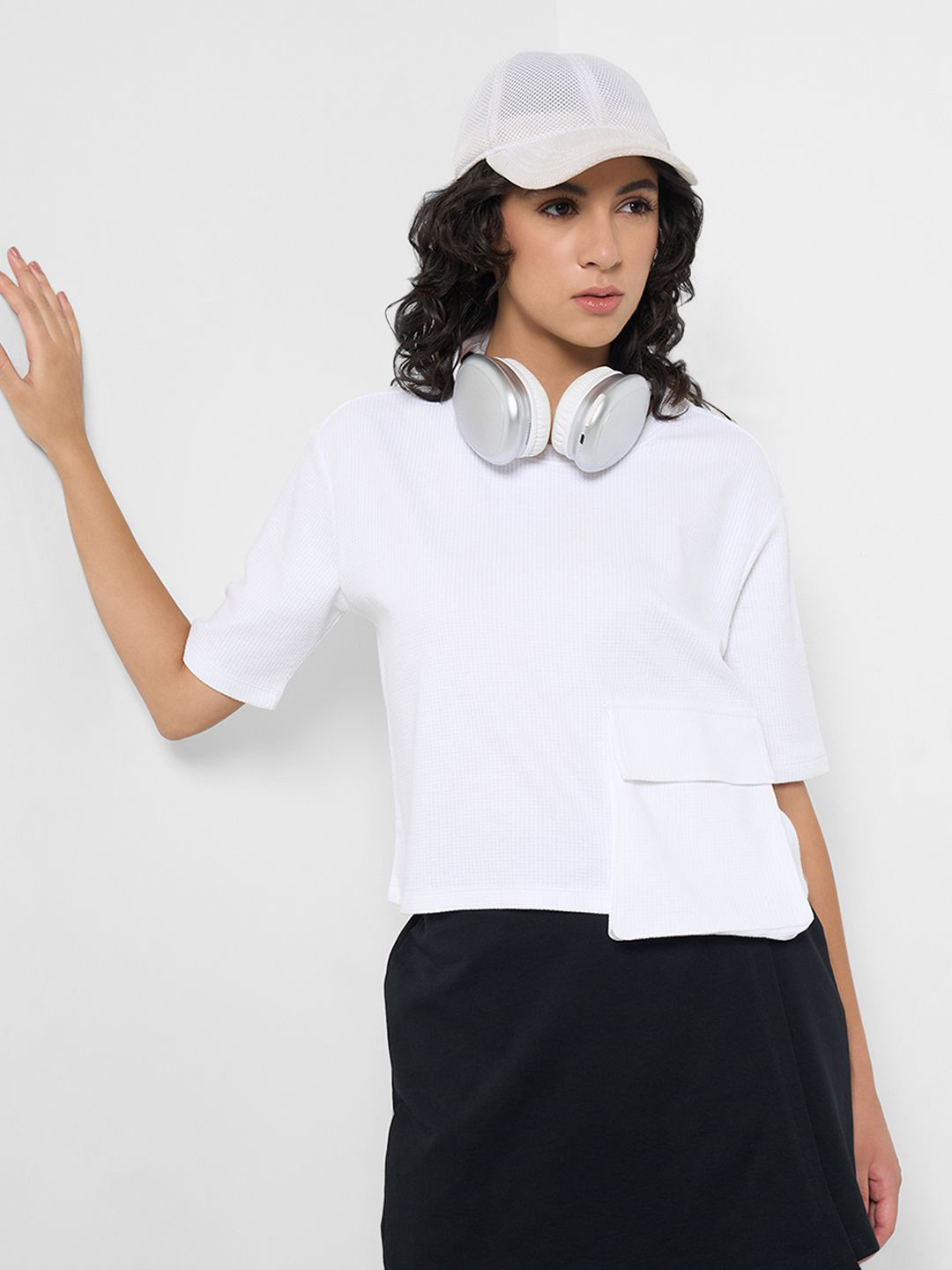 Ajile by Pantaloons Women White Ribbed Top