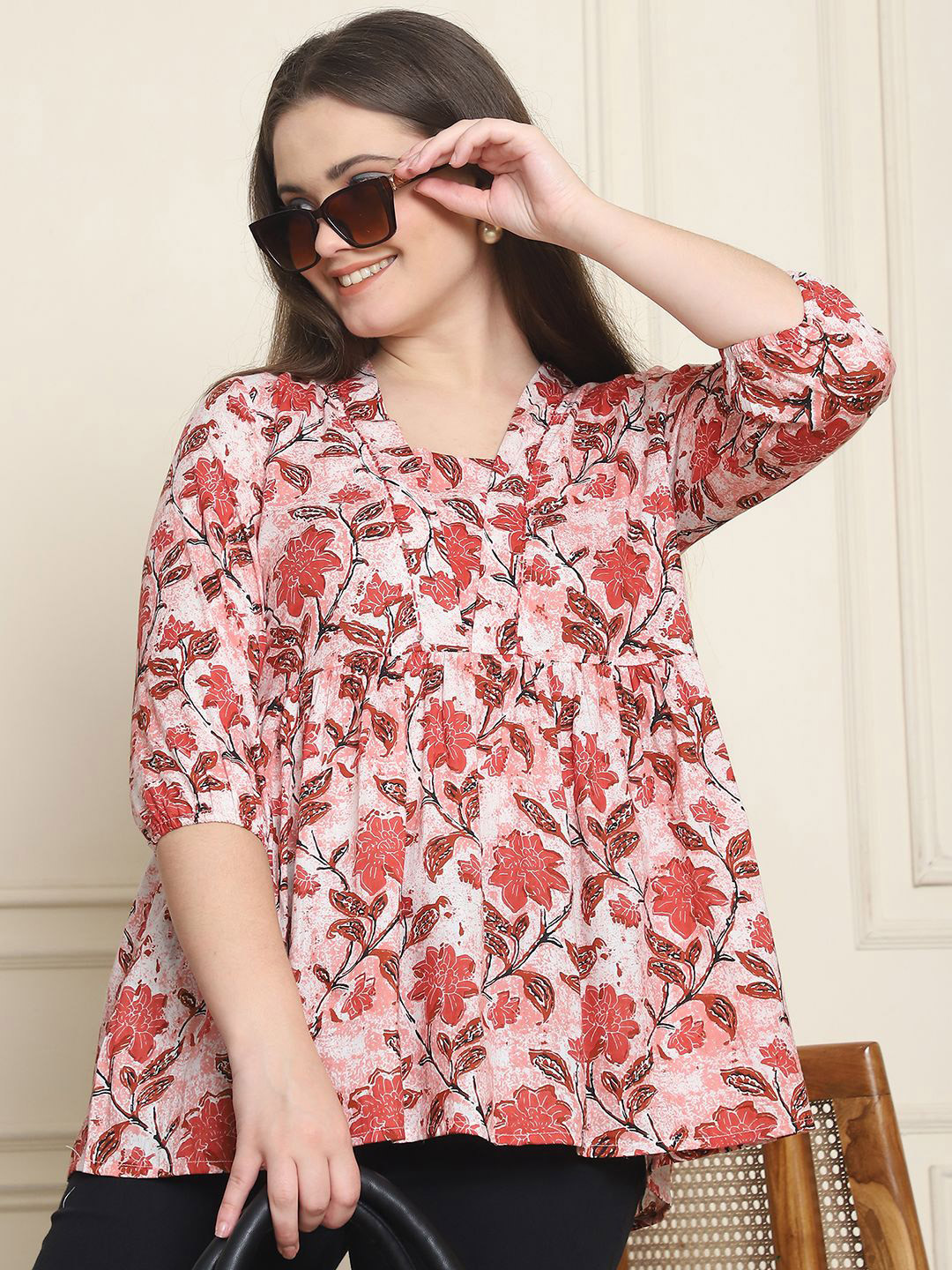 Frempy Floral Organic Cotton Empire Top
