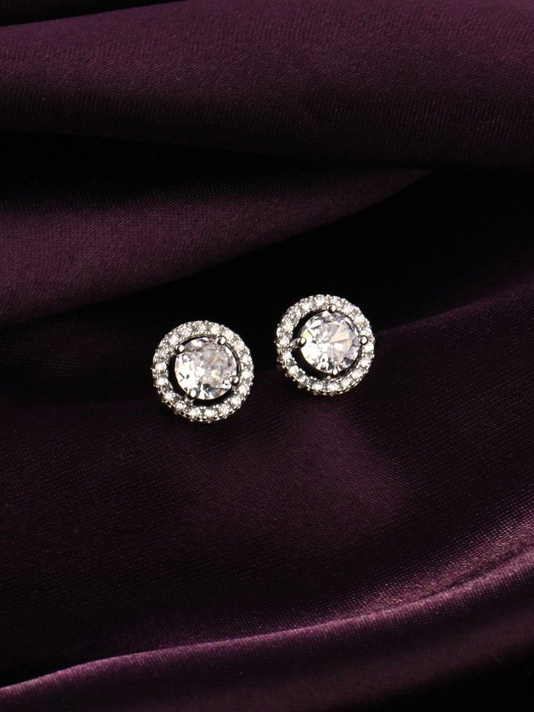 RACHIVA 925 Sterling Silver Timeless Spark Zircon Round Silver Studs Earings