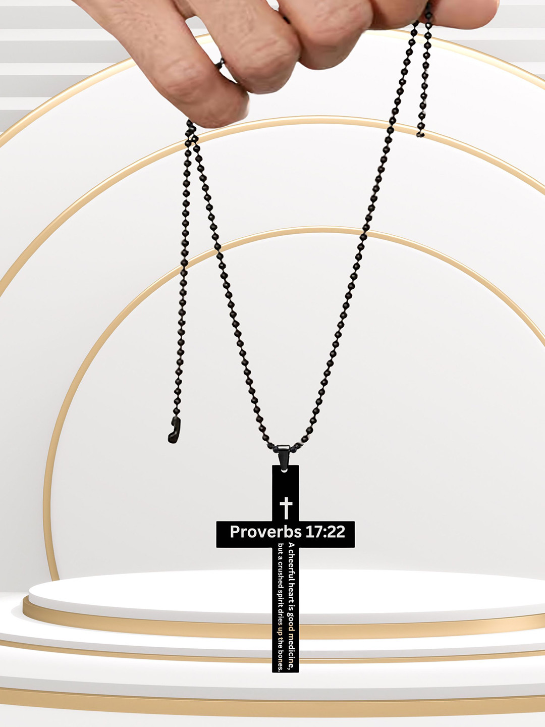 M Men Style Men Stainless Steel  Bible Verse Cross Pendants With Chain