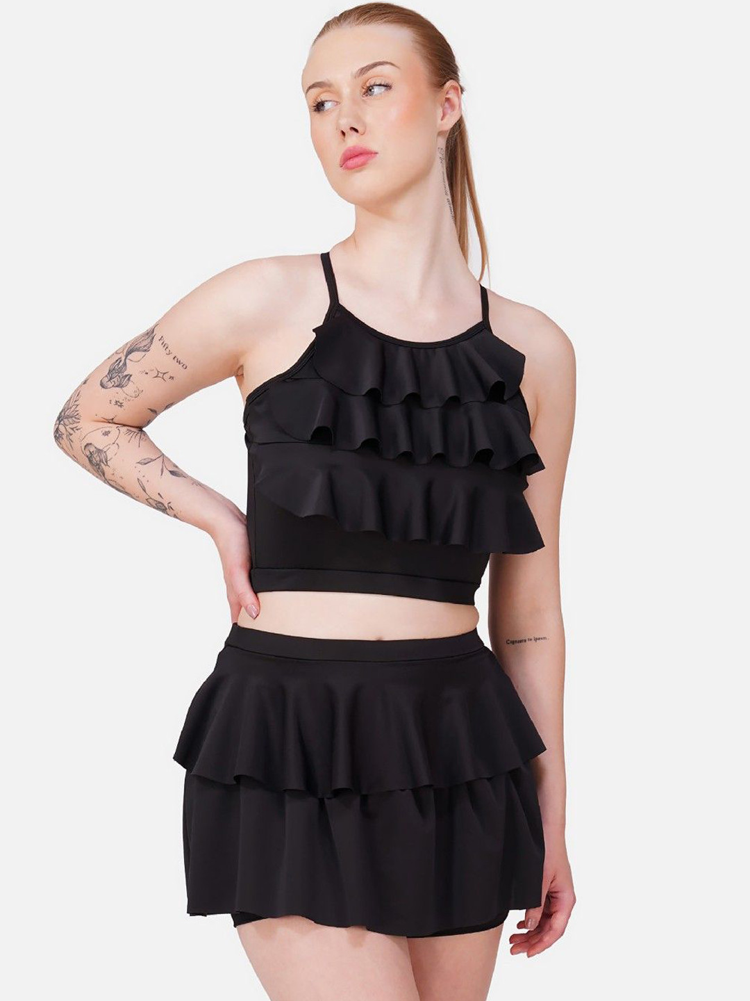 Poftik Women Padded Ruffle Detail Two-Piece Swim Set