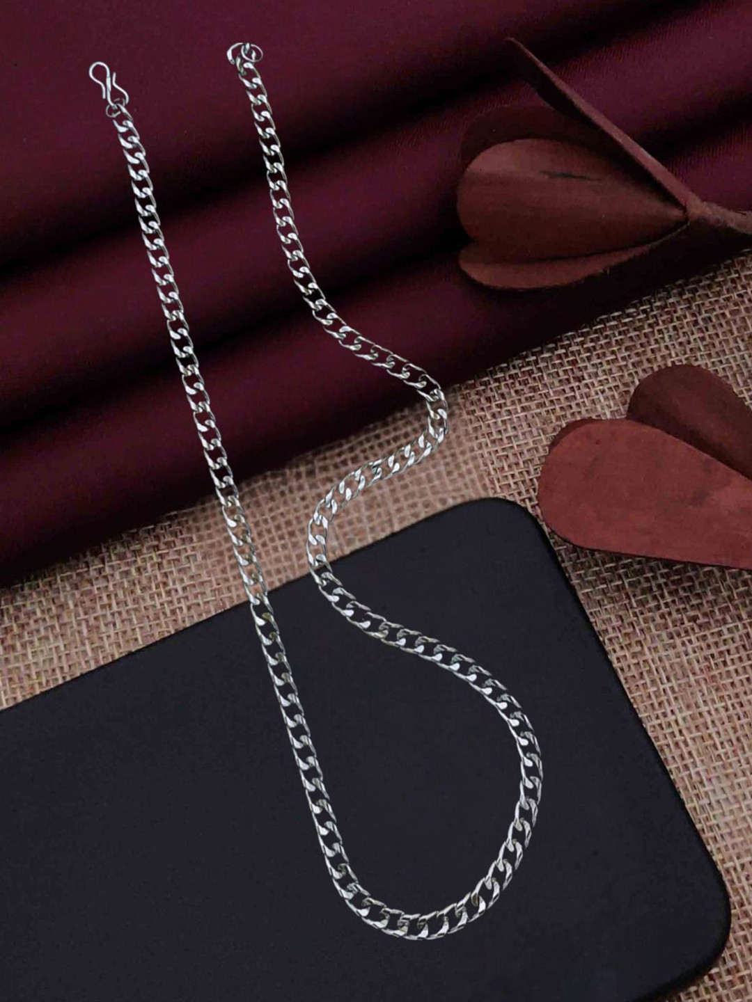 SOLIBELLE Men Silver-Plated Minimal Link Chain
