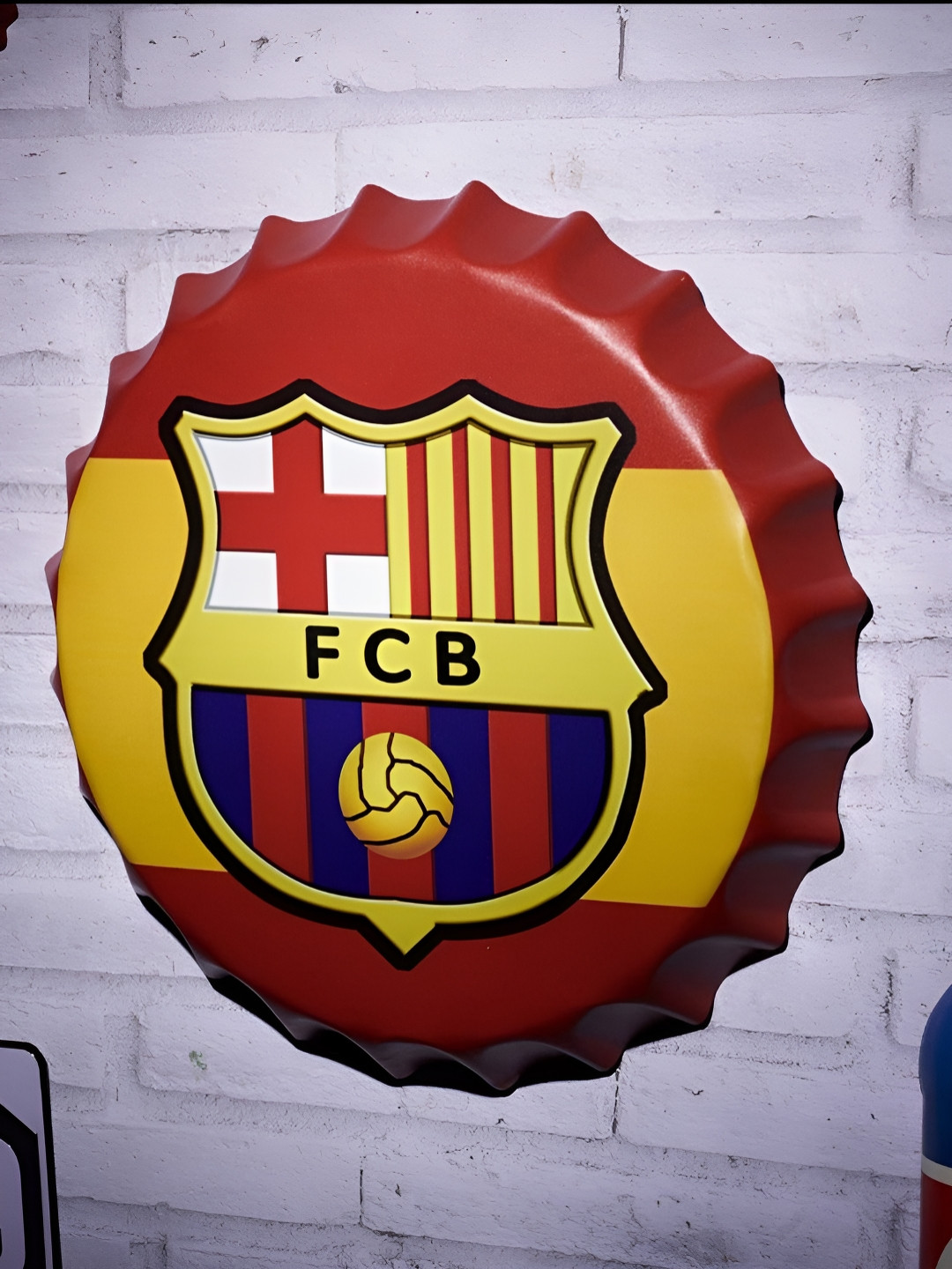 eazy wagon Bottle Caps sign - FC Barcelona Metal Matte Hall Signs and Plaques-14In