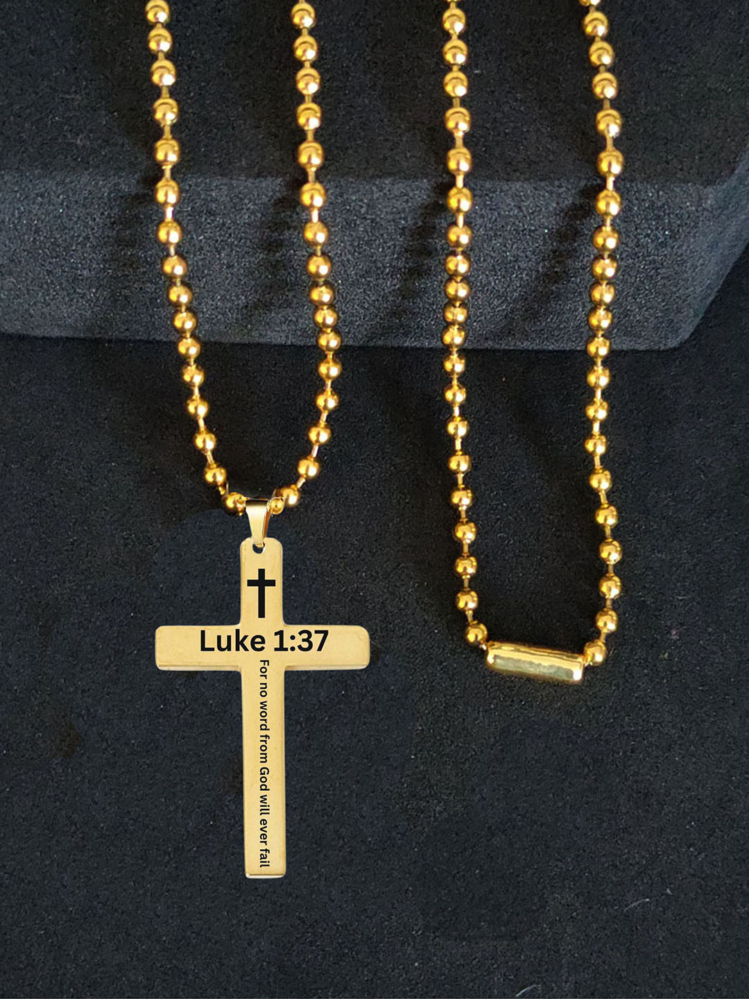 M Men Style Stainless Steel Gold-Plated Bible Verse Cross Pendants