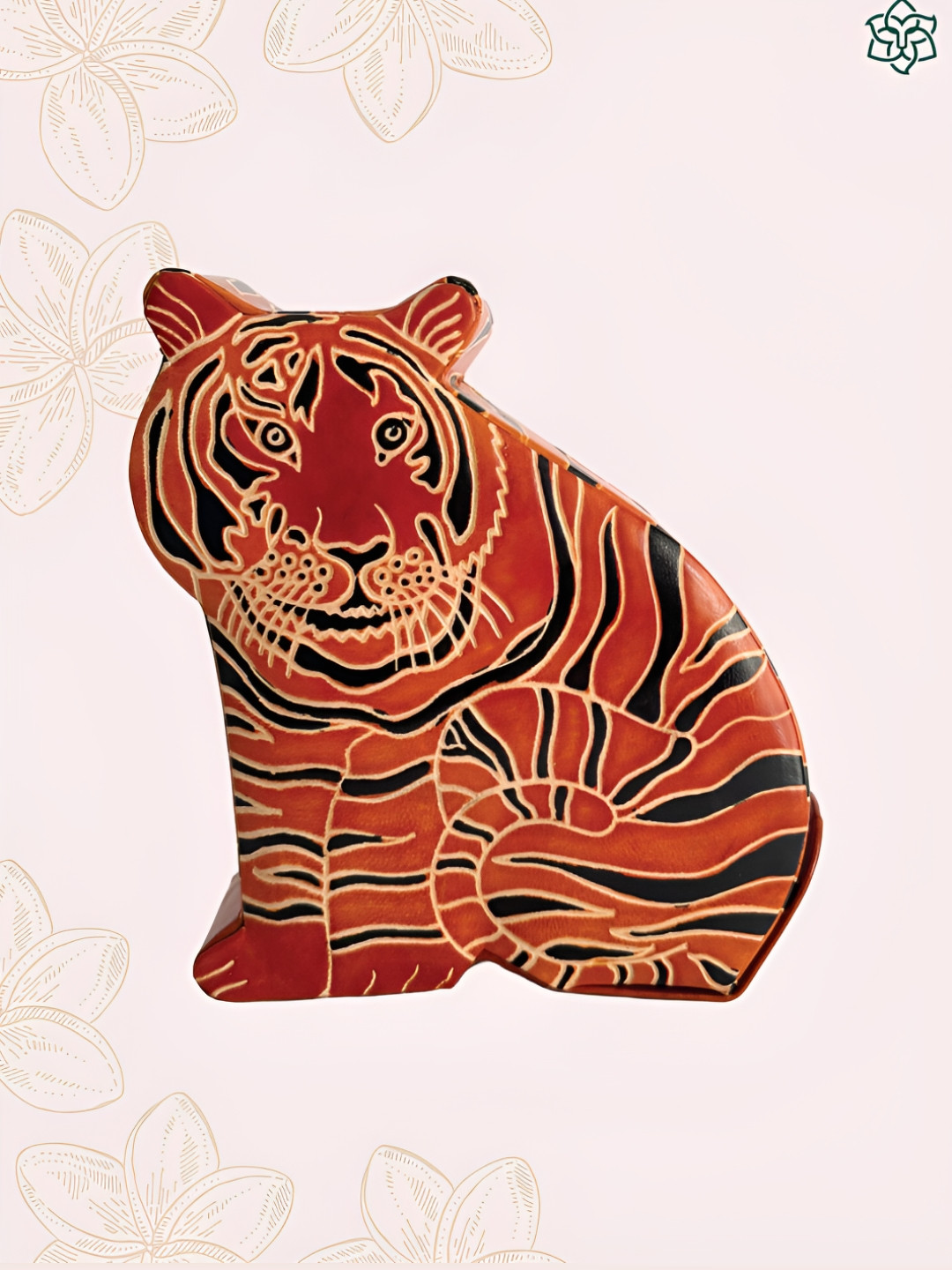MAATIR DESIGNS Tiger Coin Box Red Leather Matte Living Room Small Showpiece - 6.5 Inches