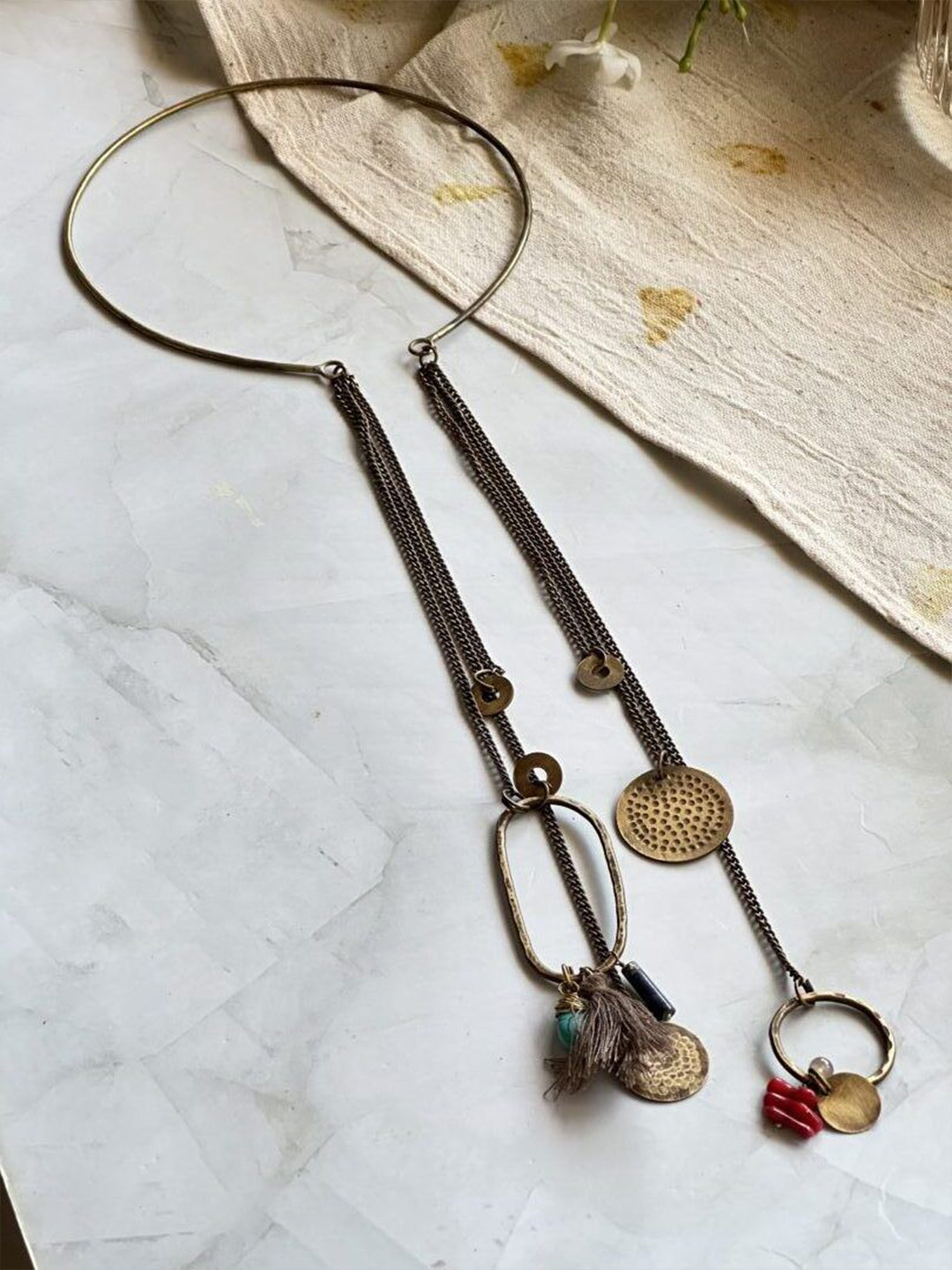 Studio Anviksha Open Collar Hansli Statement Necklace with embellishments