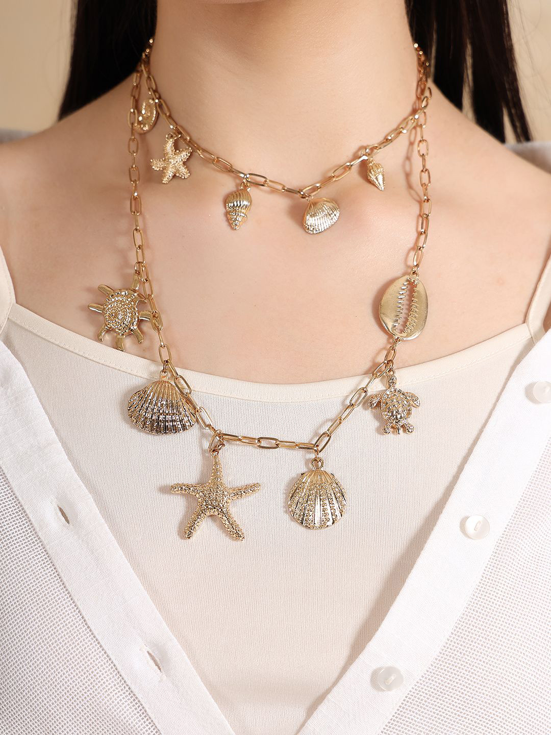 Kazo Gold-Plated Multi-Charm Layered Necklace