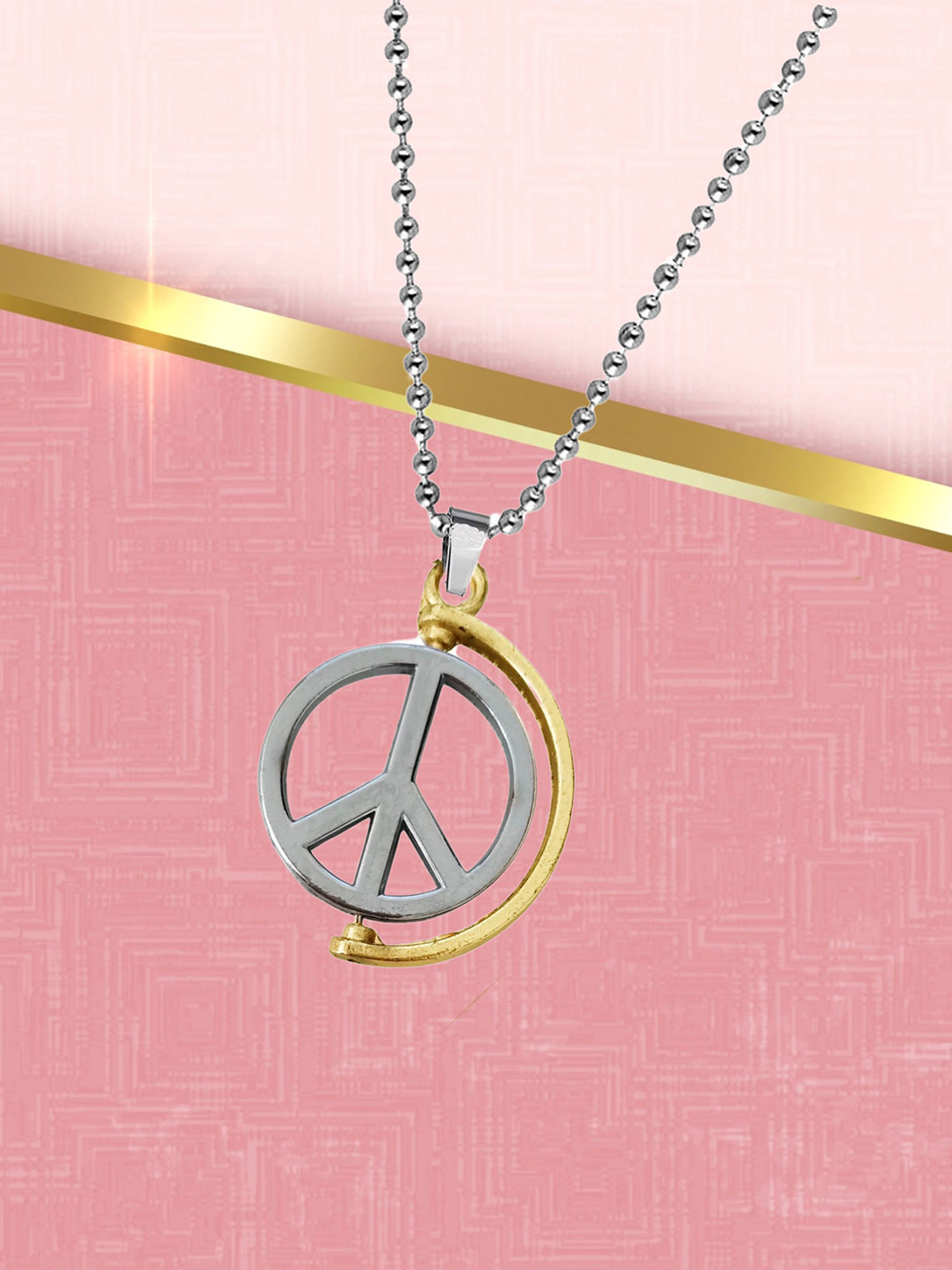 M Men Style Stainless Steel Silver-Plated Circular Peace Pendants