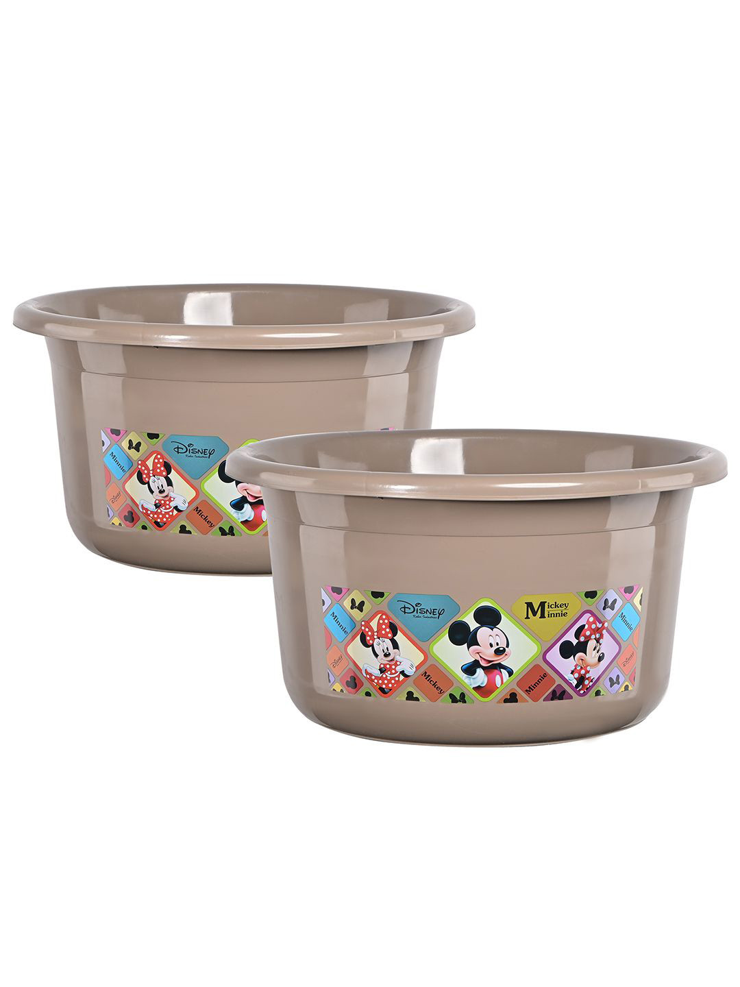 Kuber Industries Brown & Red 2 Pieces Printed Bath Tubs 25L
