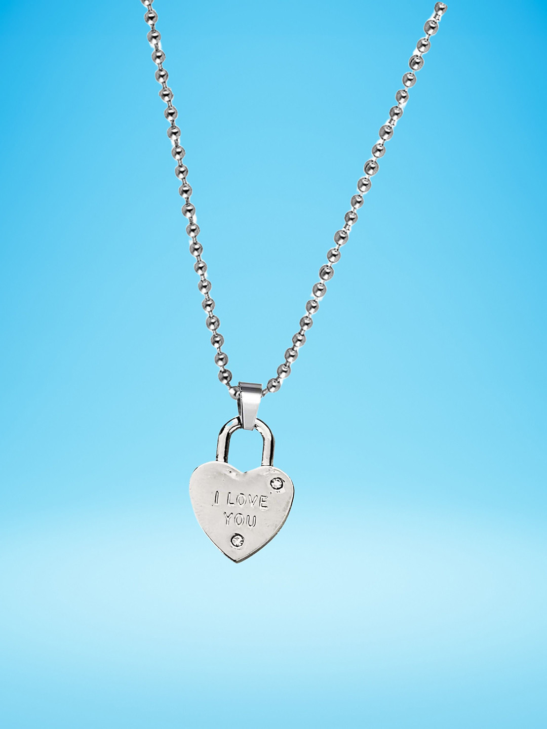 M Men Style Stainless Steel Silver-Plated I Love You Heart Shaped Pendants