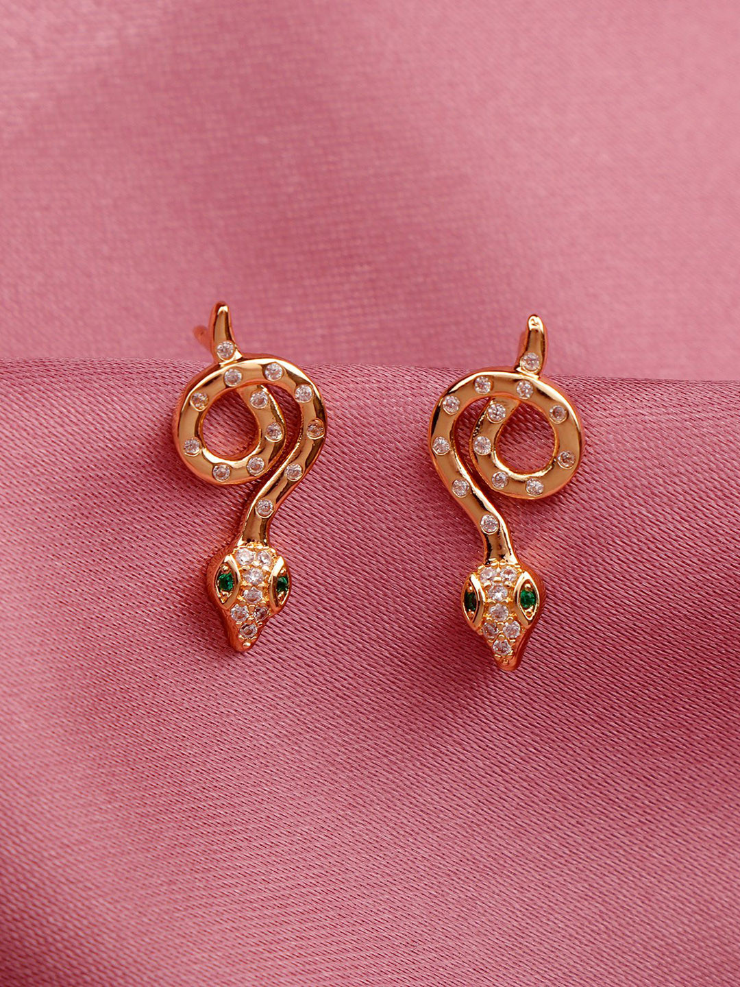 Archies Gold-Plated Stainless Steel Stone-Studded Snake Jewellery Set