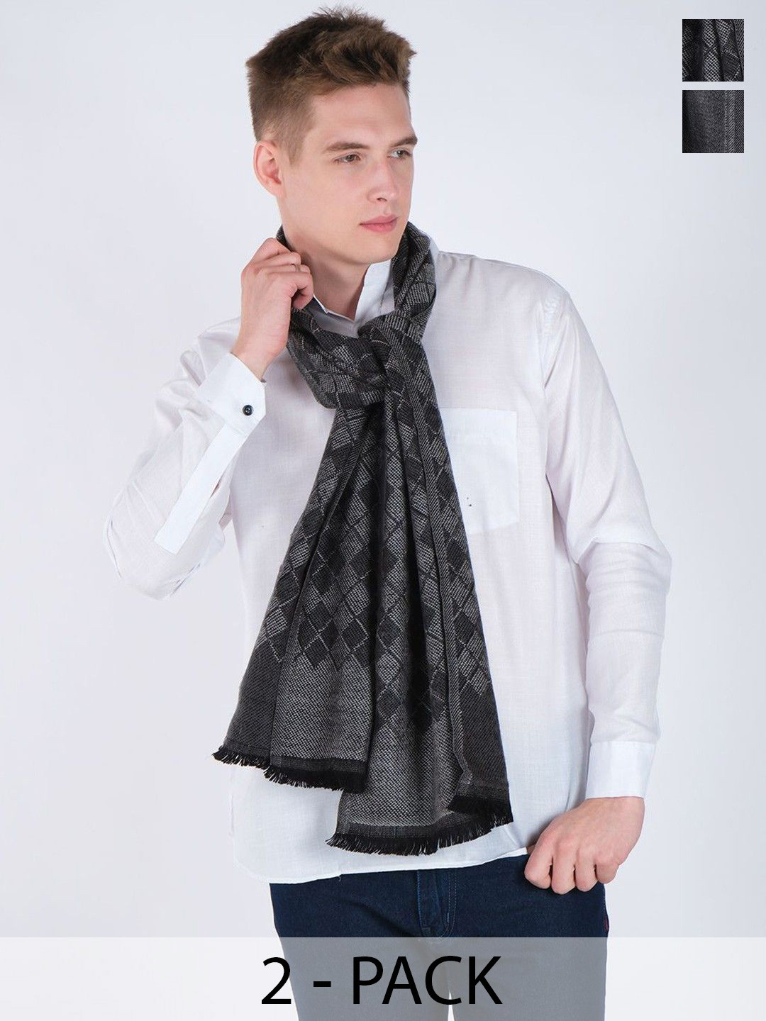 Mast & Harbour Unisex Pack Of 2 Self Design Woollen Scarf