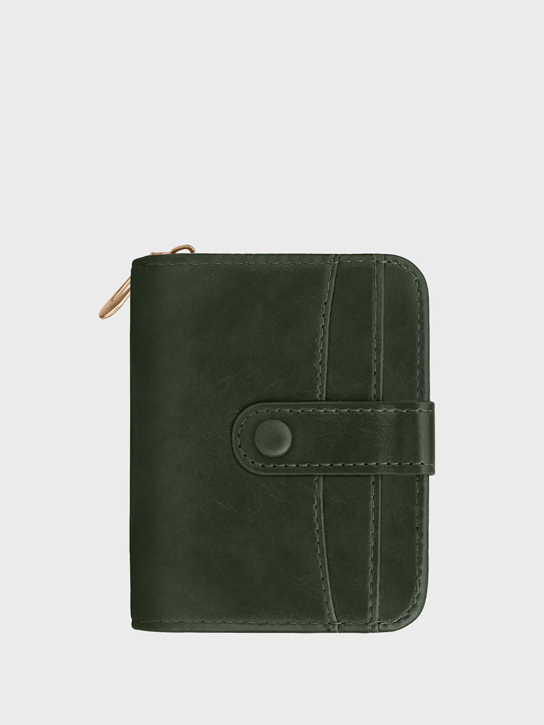The Wallet Store Rogue Green Fold Vegan Leather Zipper Wallet