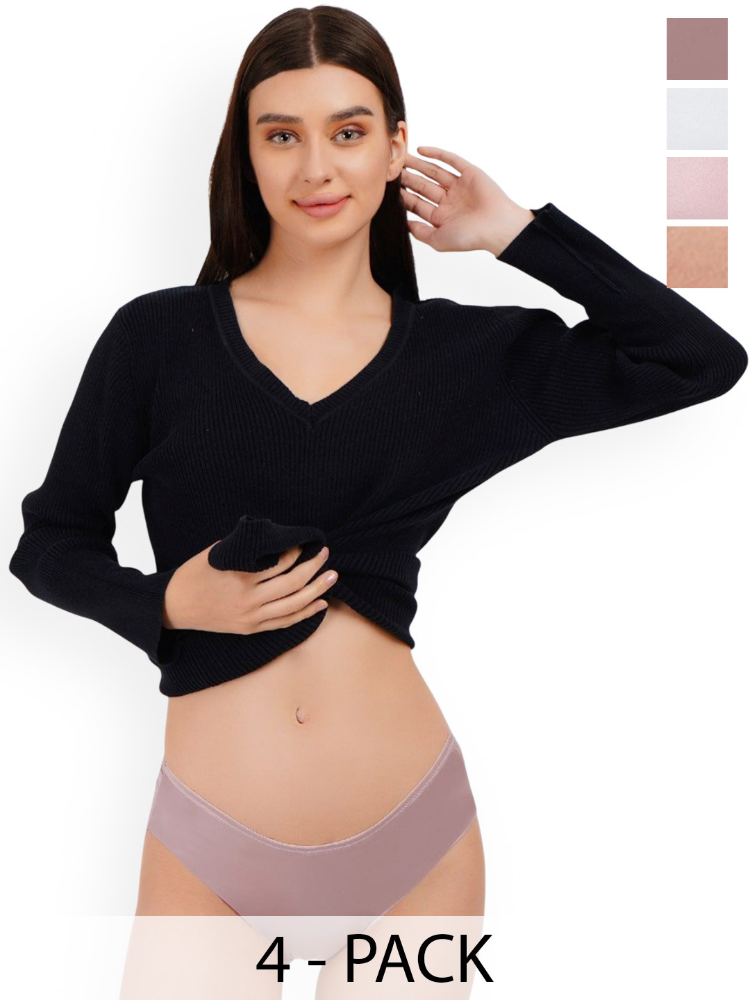 CURWISH Pack Of 4 Mid-Rise Seamless Hipster Briefs P4S-07