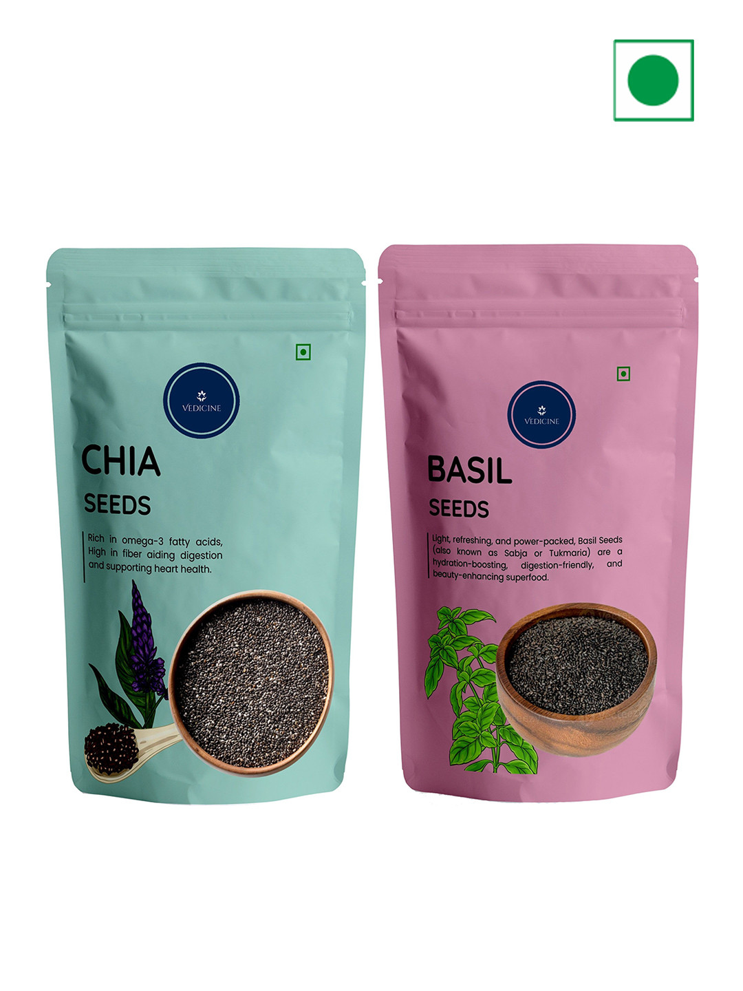 VEDICINE Set Of 2 Chia Basil Seeds 200gm Each