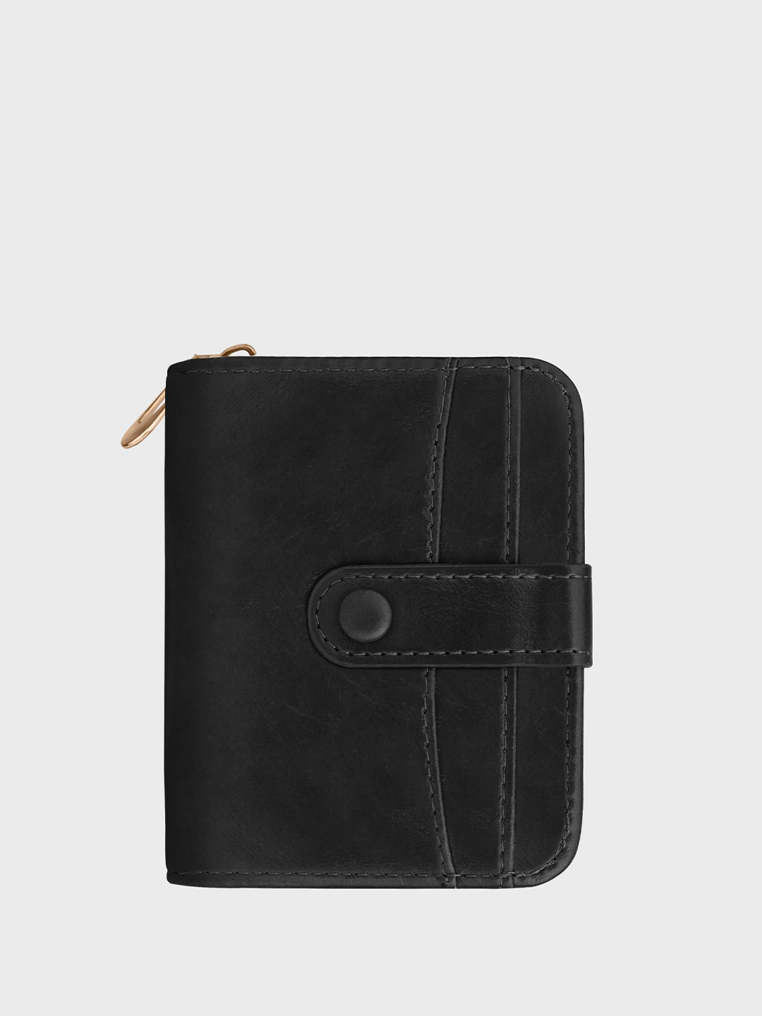 The Wallet Store Unisex Rogue Fold Vegan Leather Zipper Wallet Black