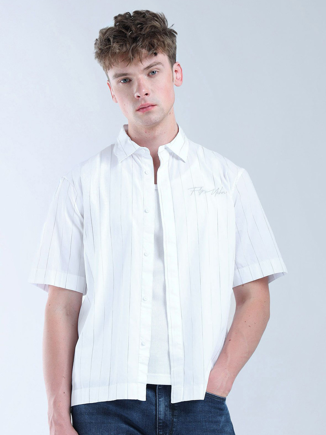 Flying Machine Men Pinstripes Opaque Striped Casual Regular Fit Shirt