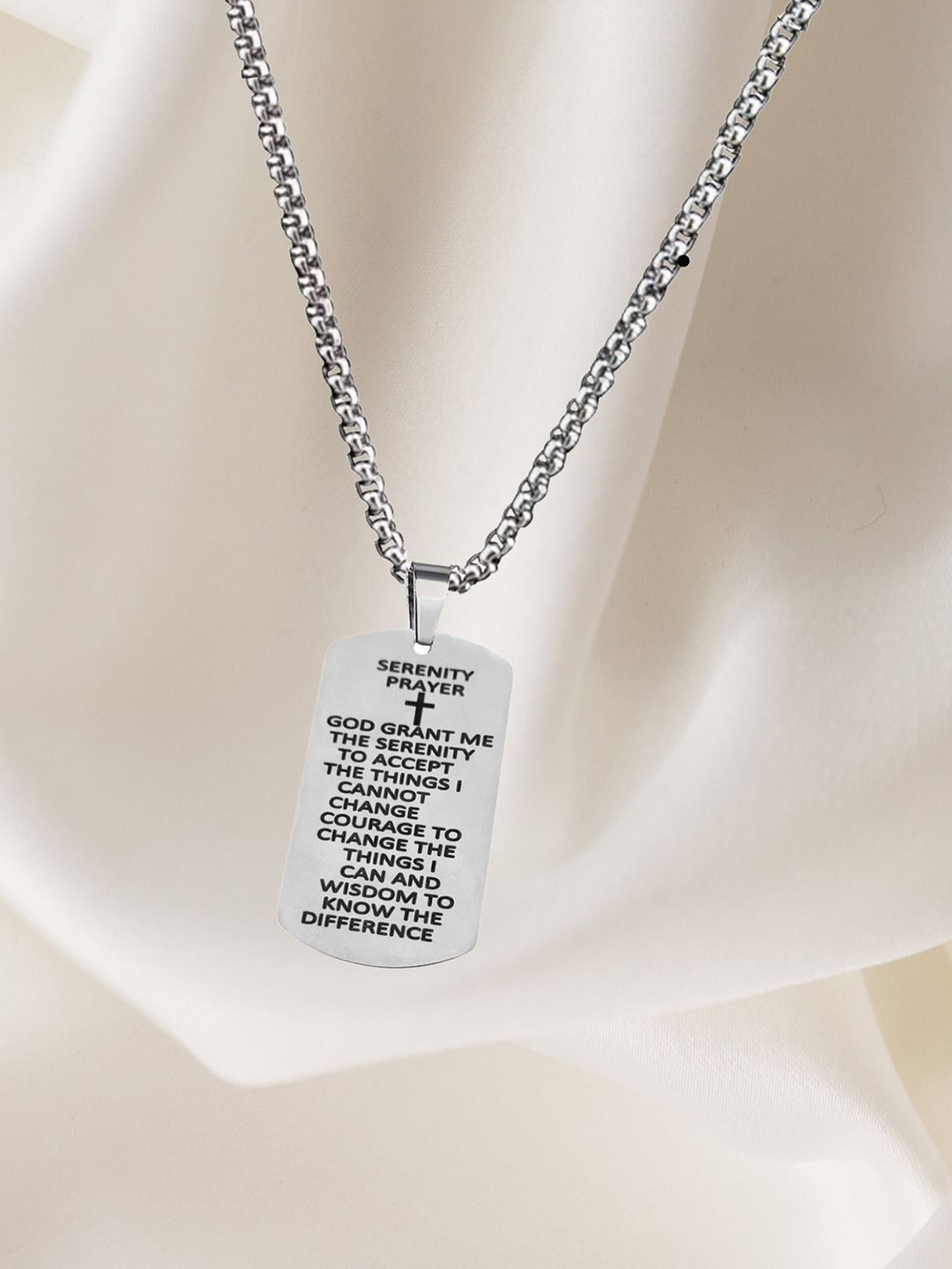 M Men Style Stainless Steel Religious Serenity Prayer Cross Pendants