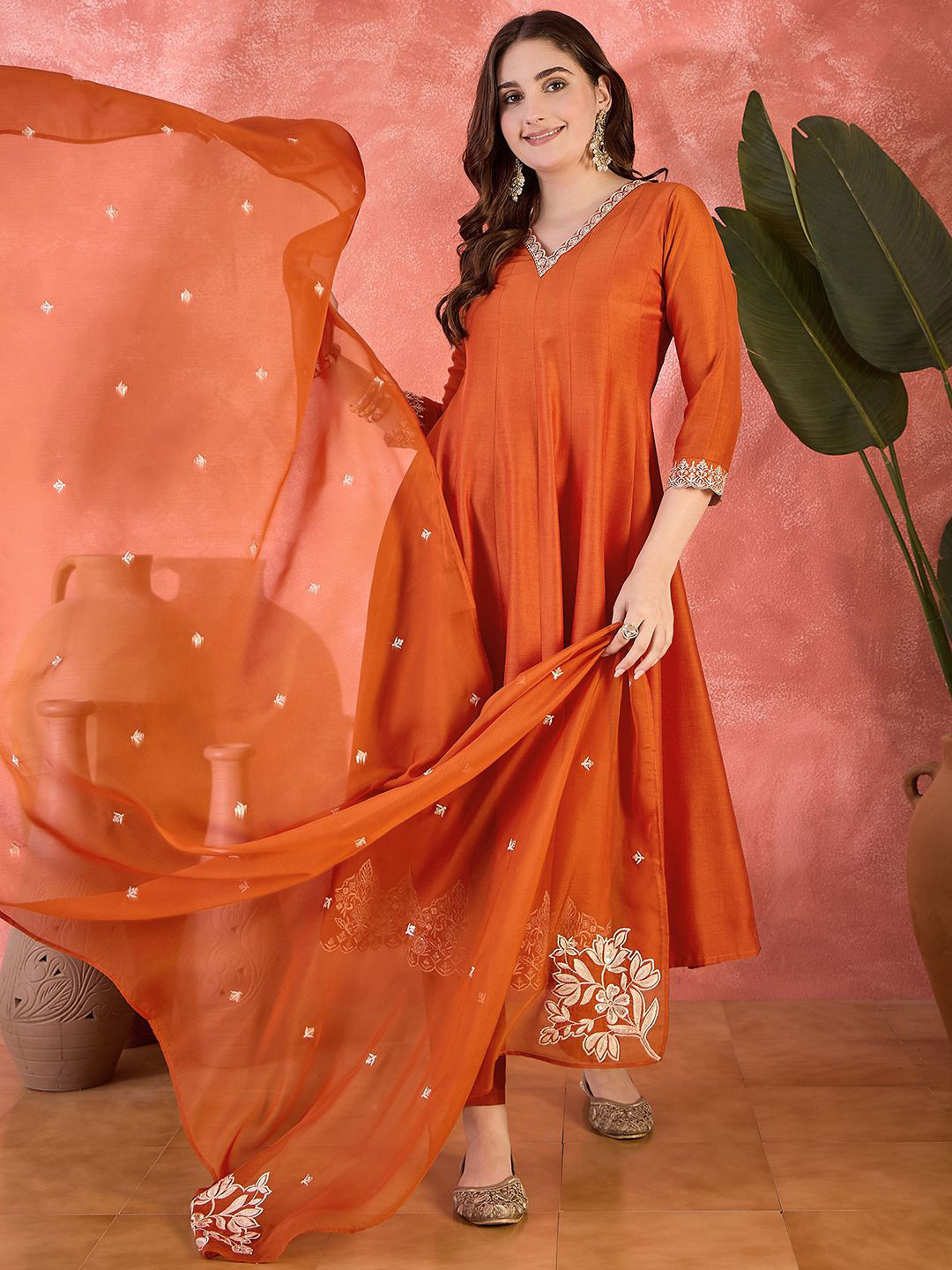 Sangria Sequence Embroidered Kurta Pant With Dupatta